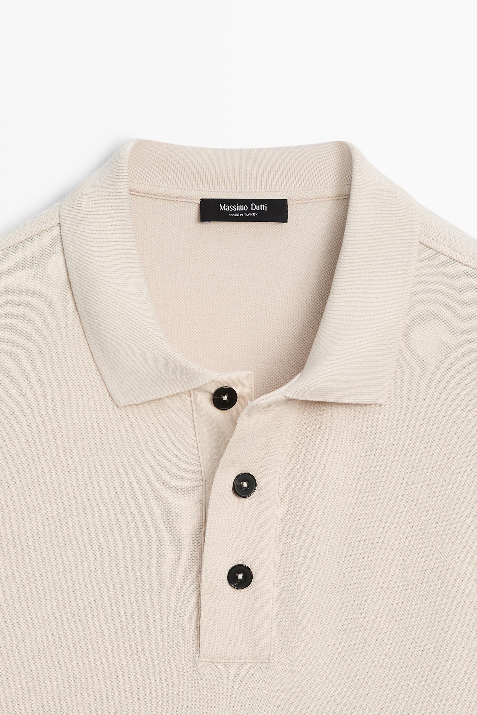 Piqué 100% cotton polo shirt — STONE