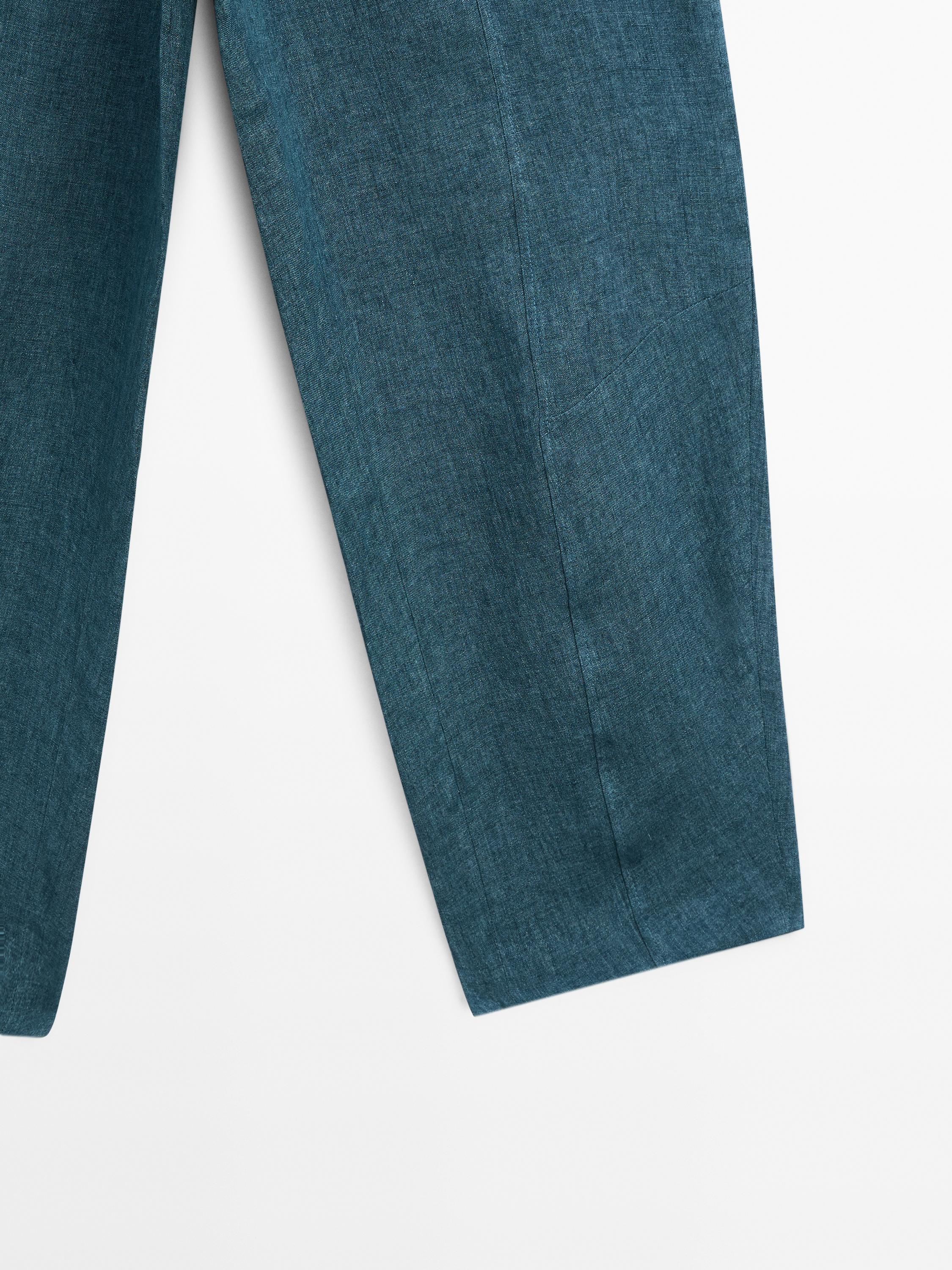 100% linen barrel fit trousers