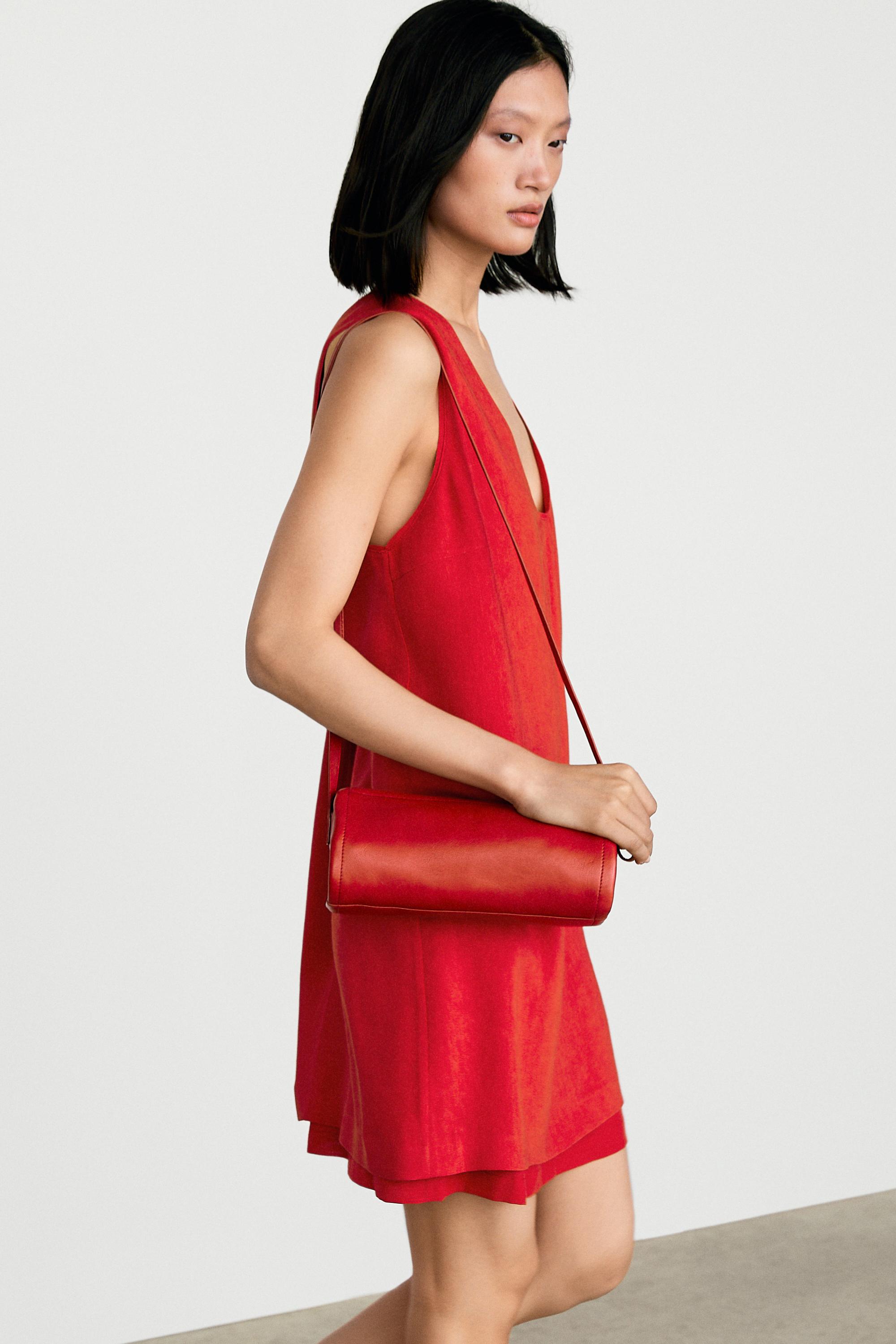 Double-layer mini dress — RED