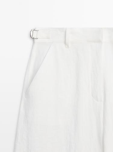 Flowing trousers with buckles — WHITE 4