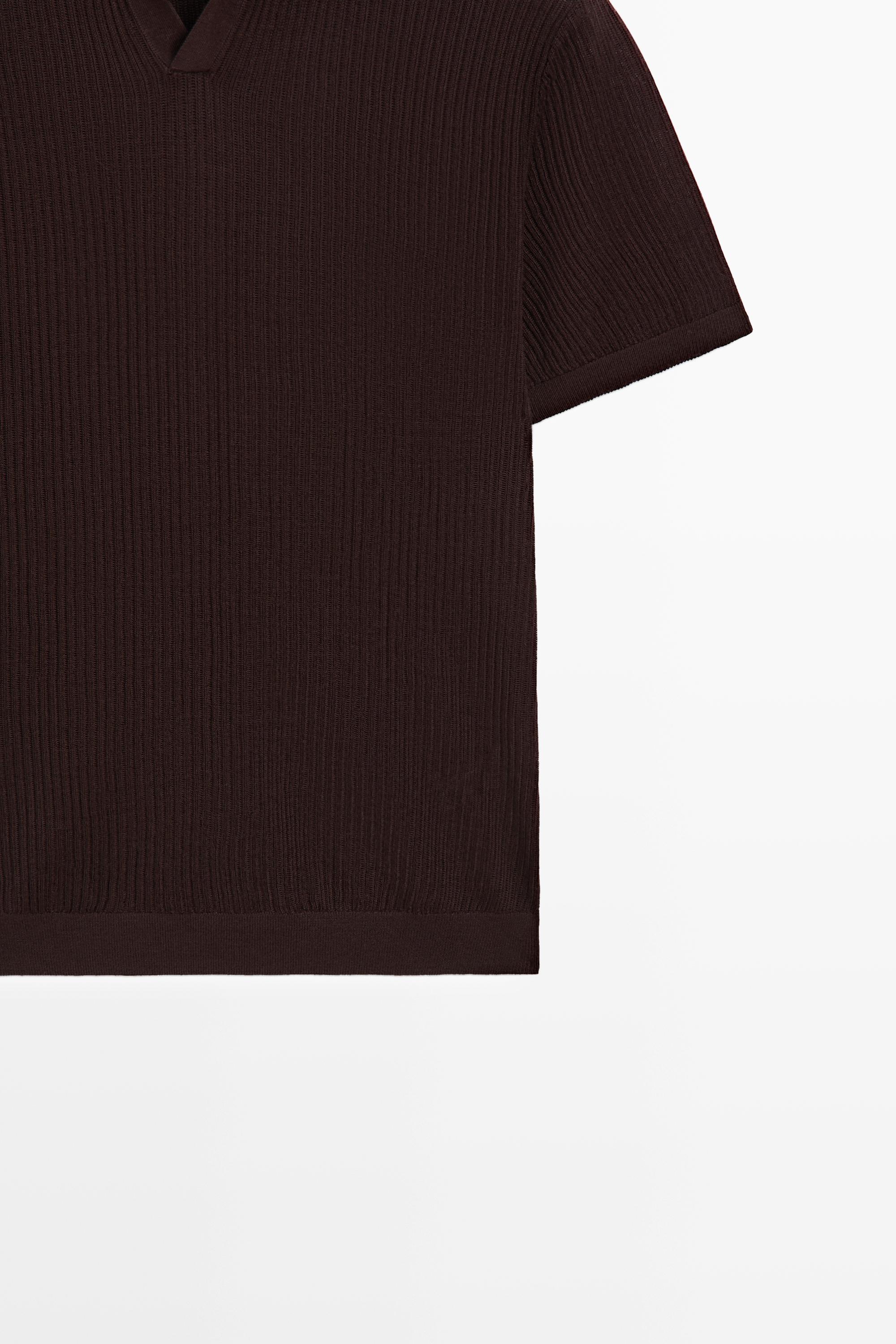 Wool blend short sleeve knit polo — MAROON