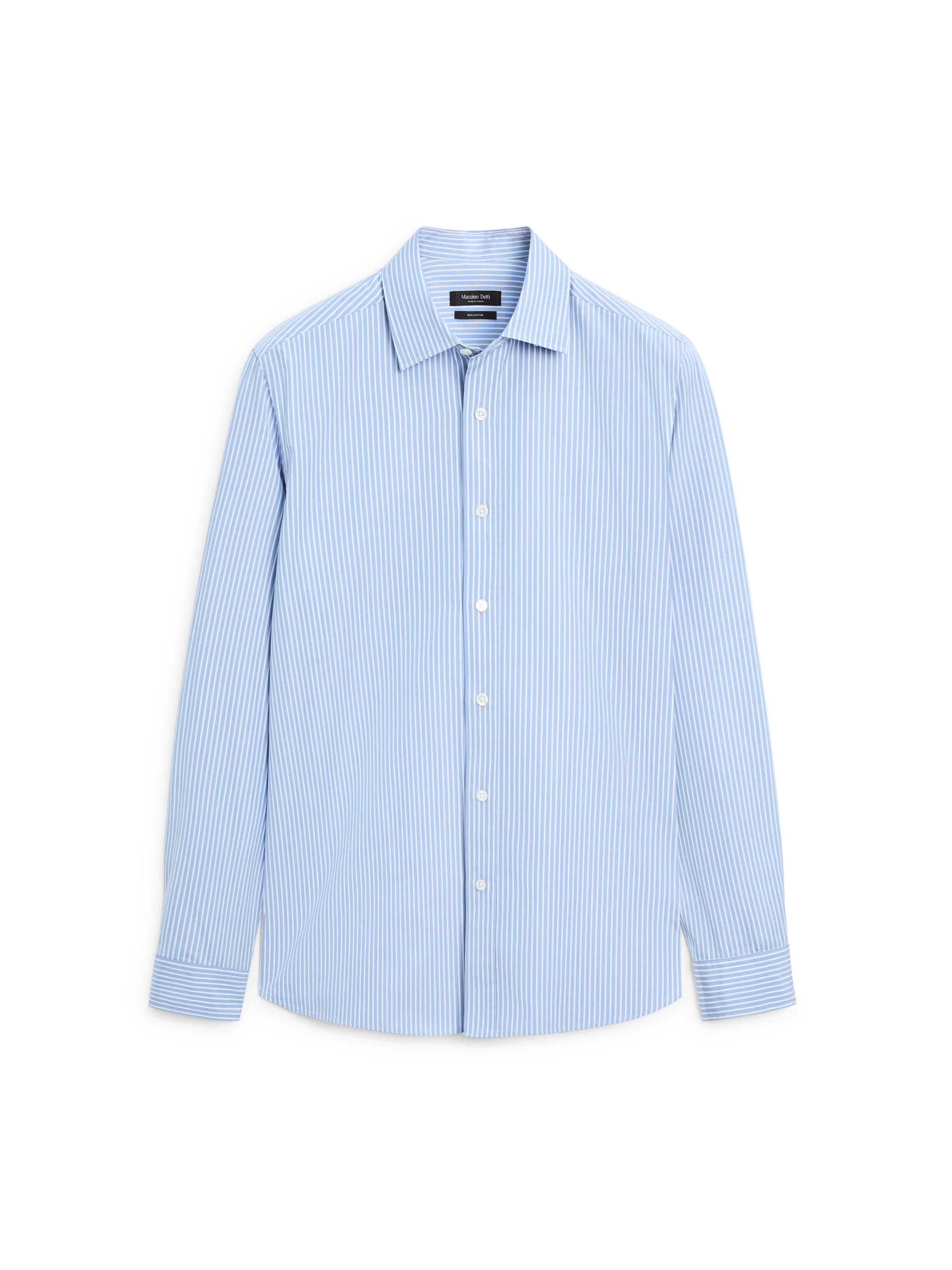 100% cotton poplin regular fit shirt — MEDIUM BLUE