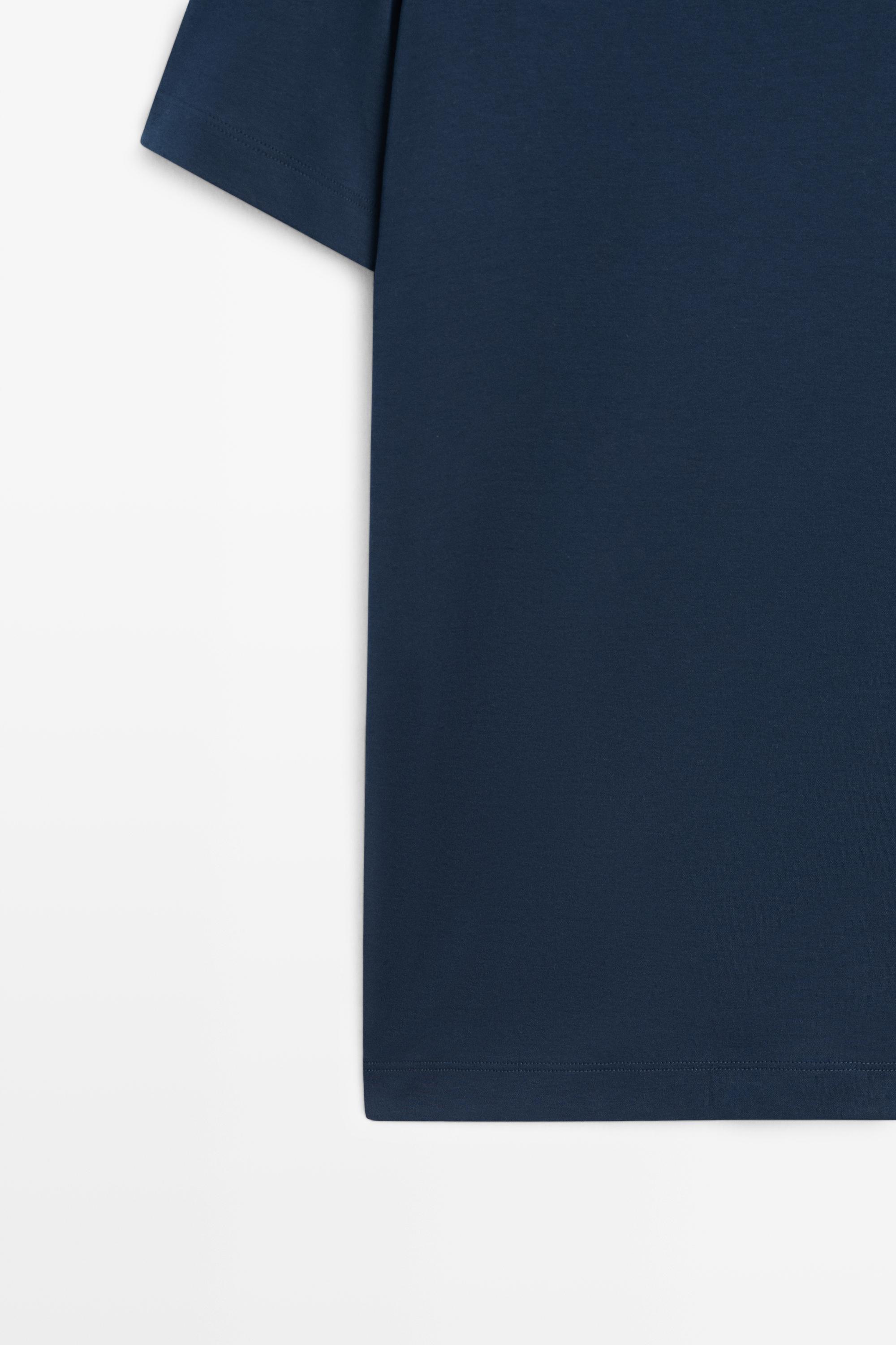 100% cotton V-neck knit polo — BLUE