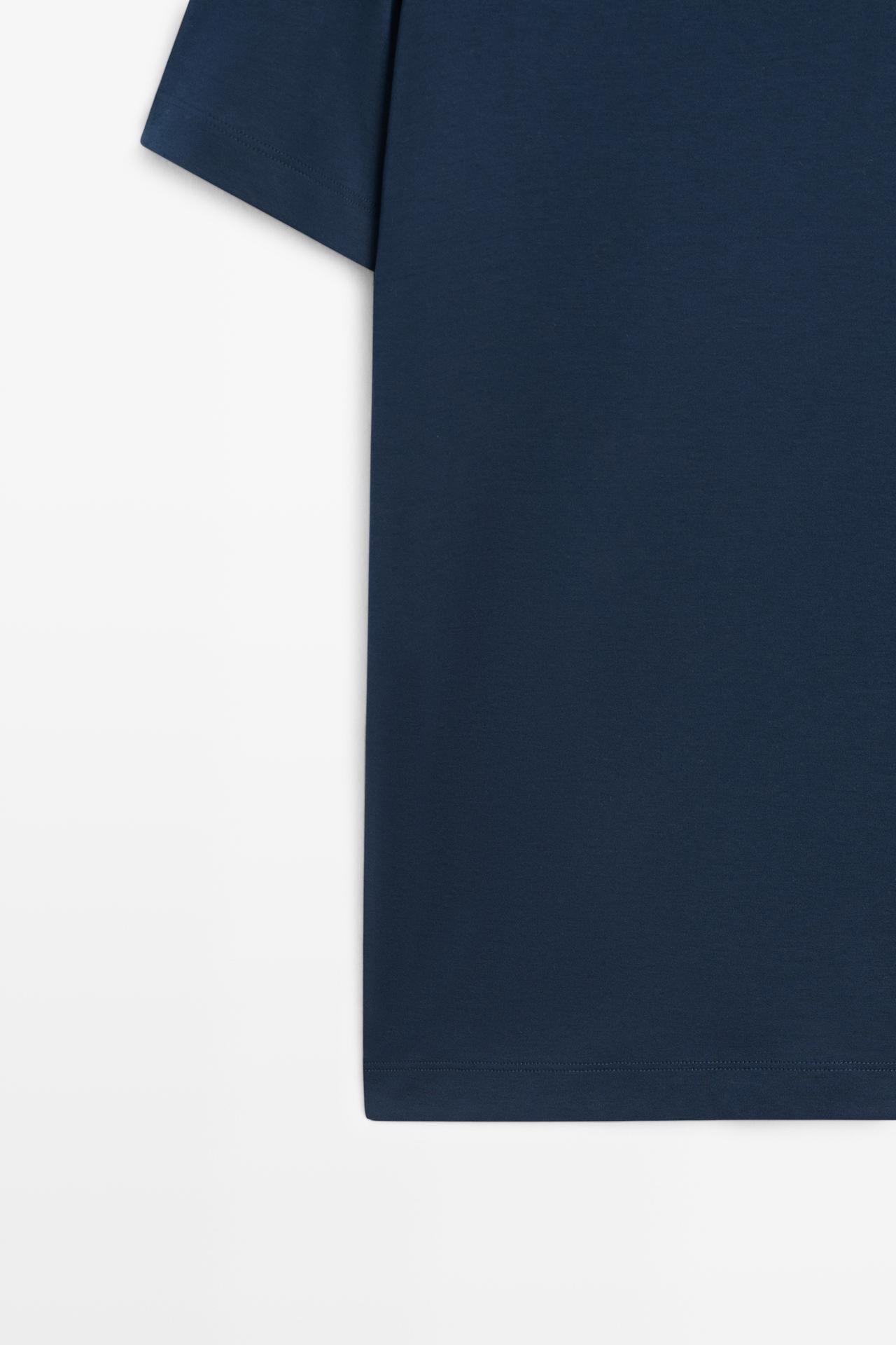 100% cotton V-neck knit polo — BLUE