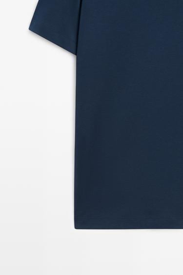 100% cotton V-neck knit polo — BLUE 7