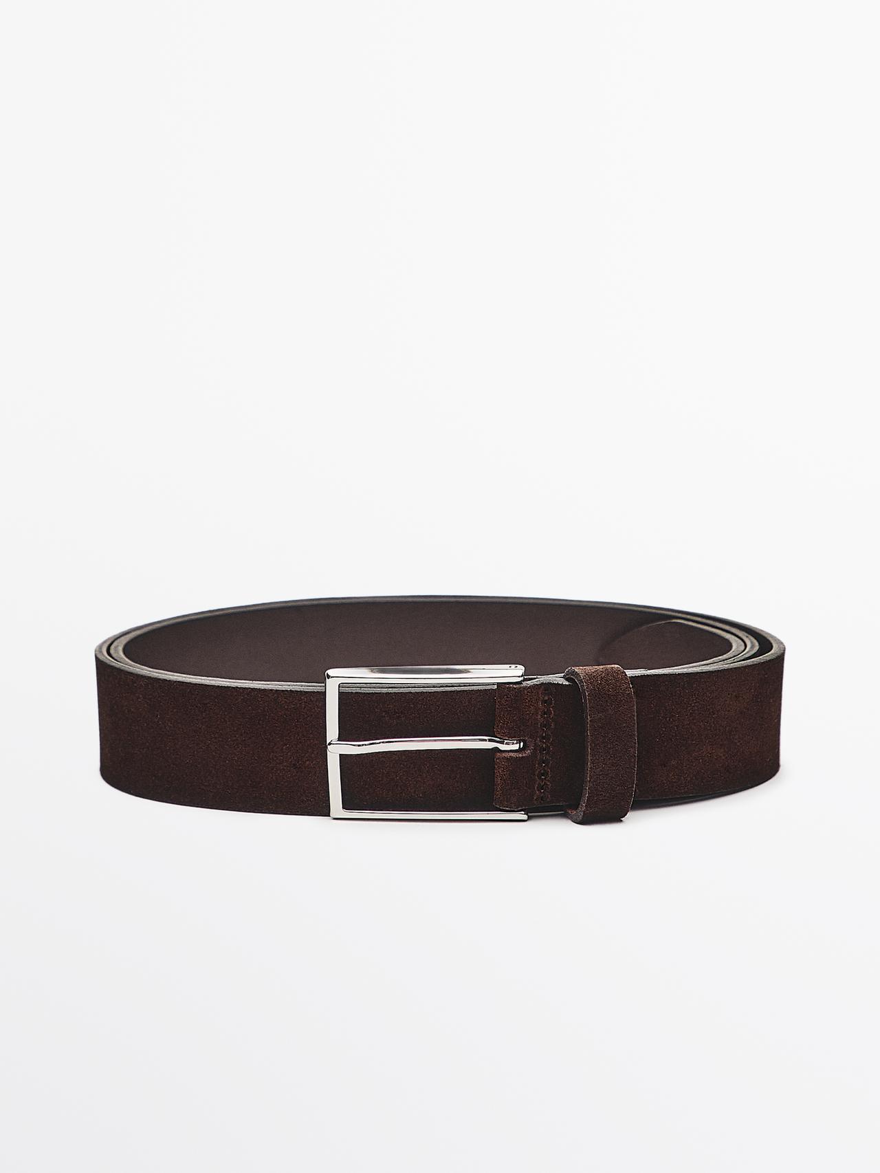 Ceinture En Nappa Velouté Avec Boucle En Nickel - Marron - 100 - Massimo Dutti - Homme