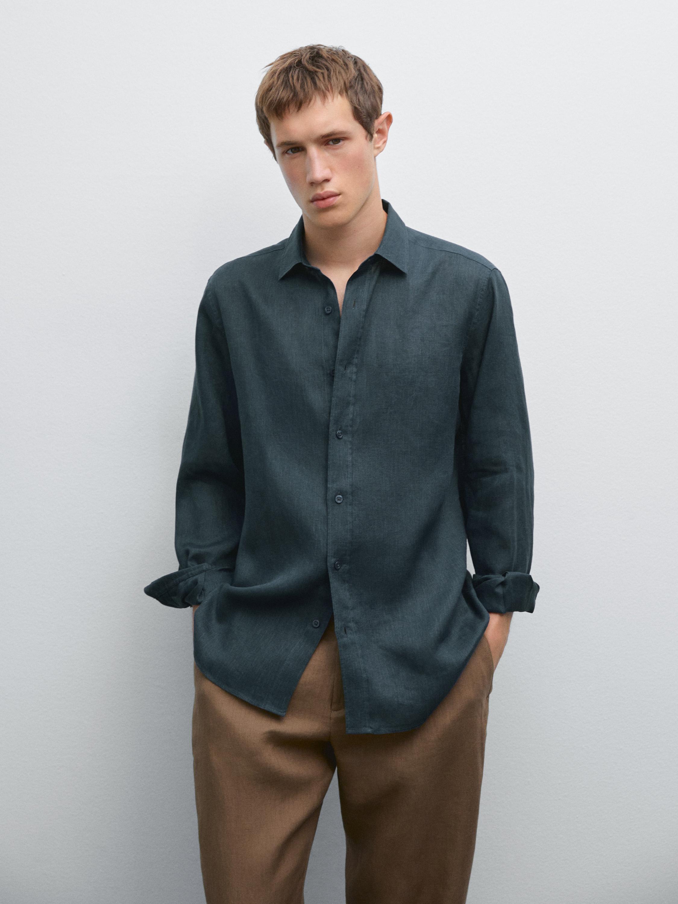 100% linen slim fit shirt
