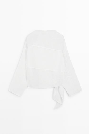 Flowing linen blend blouse — Off white 6