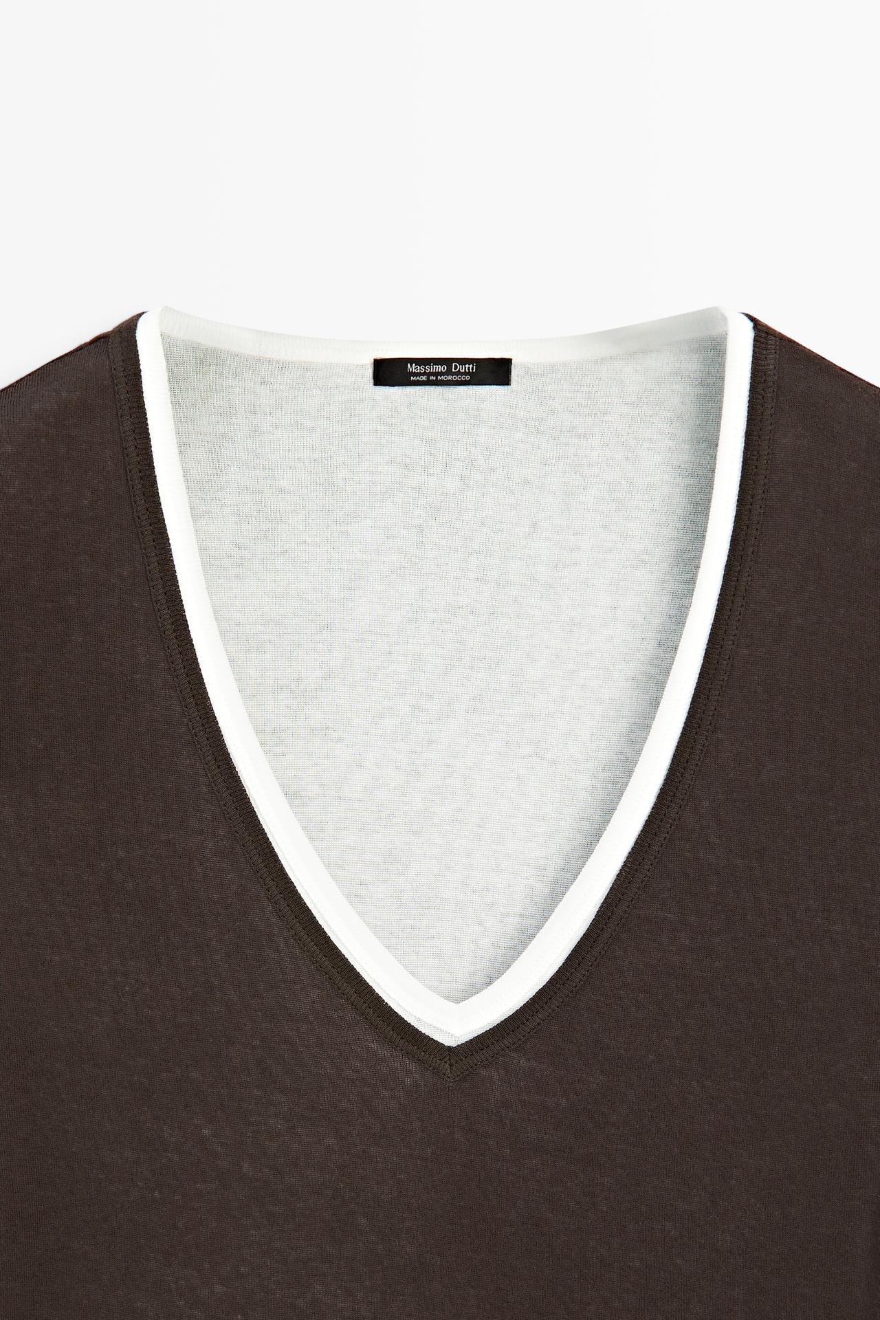 100% cotton double-layer short sleeve T-shirt — BROWN