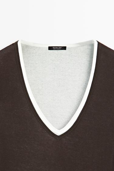 100% cotton double-layer short sleeve T-shirt — BROWN 8