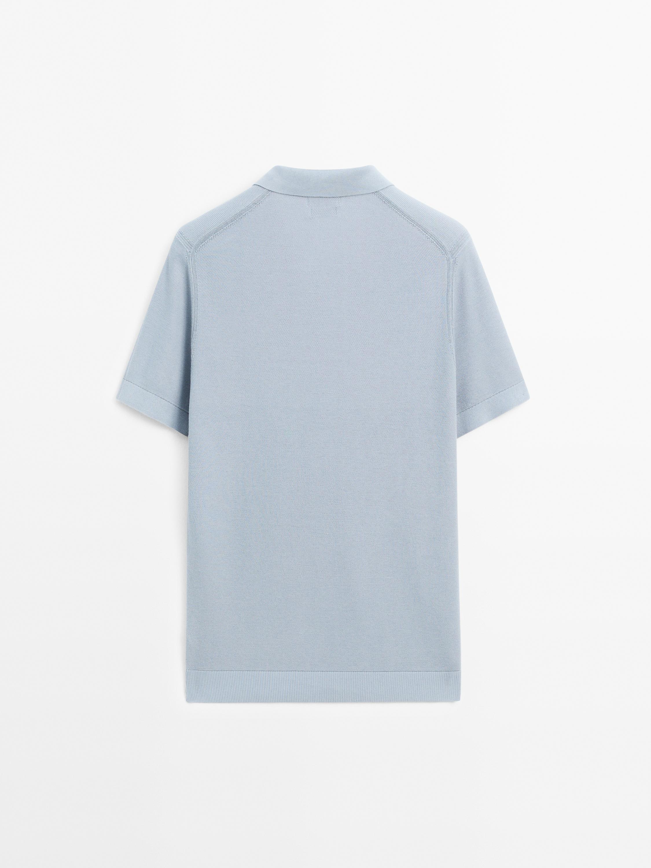 100% cotton knit polo collar sweater