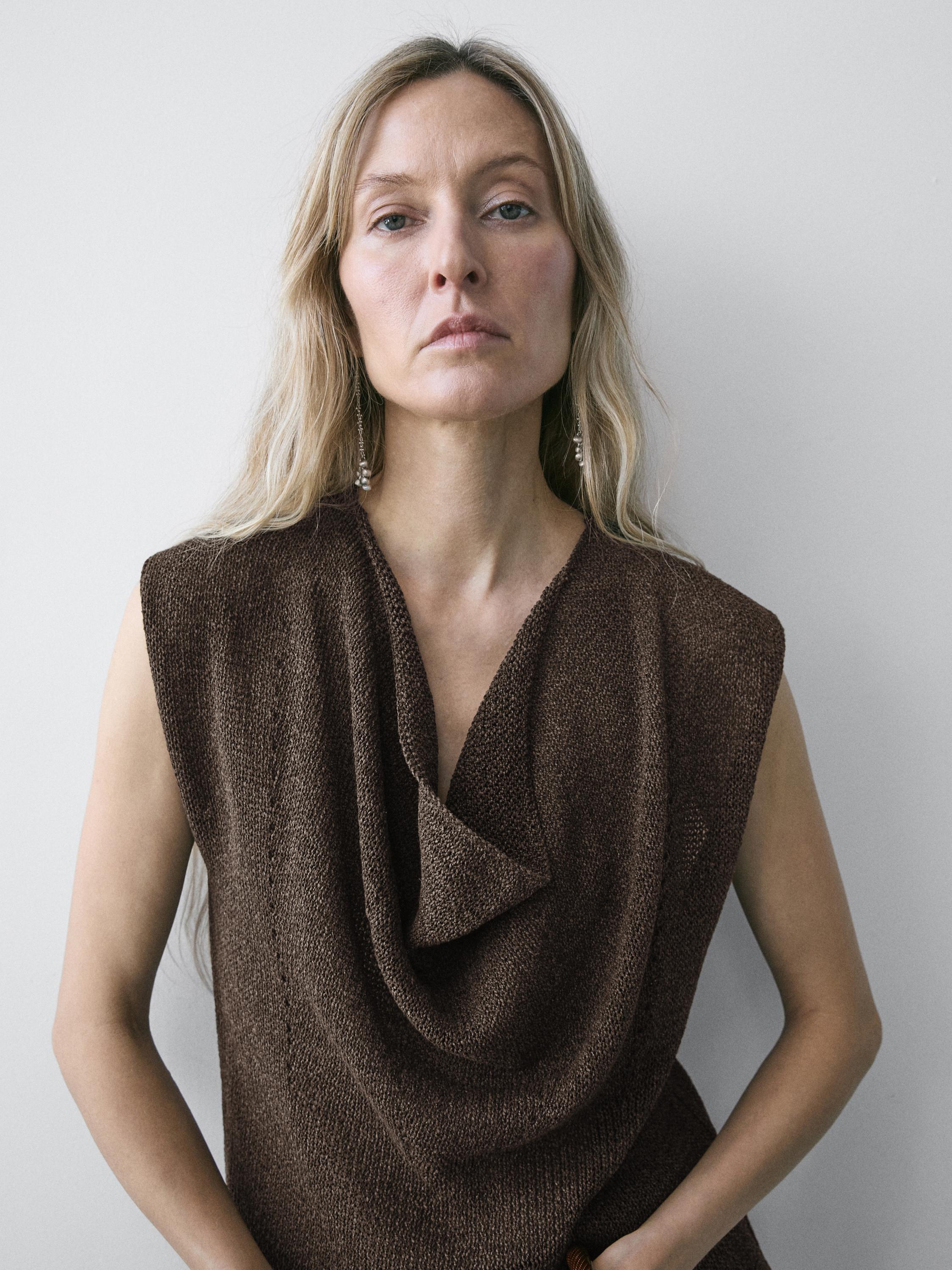 Asymmetric cowl neck top