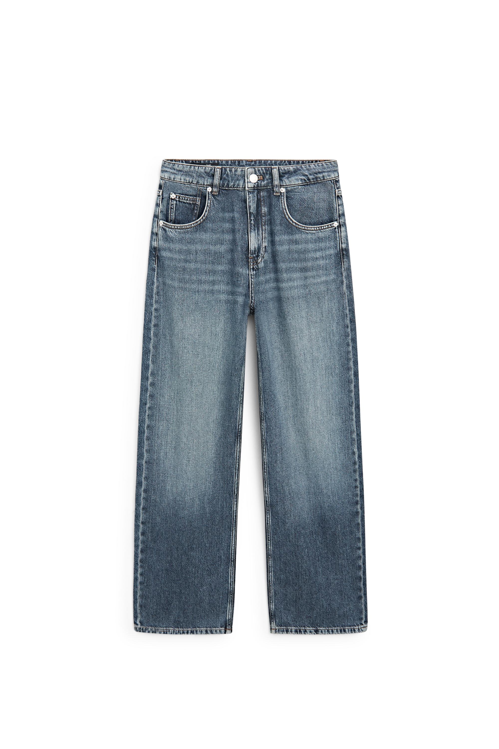 Mid-waist barrel fit jeans — MEDIUM BLUE