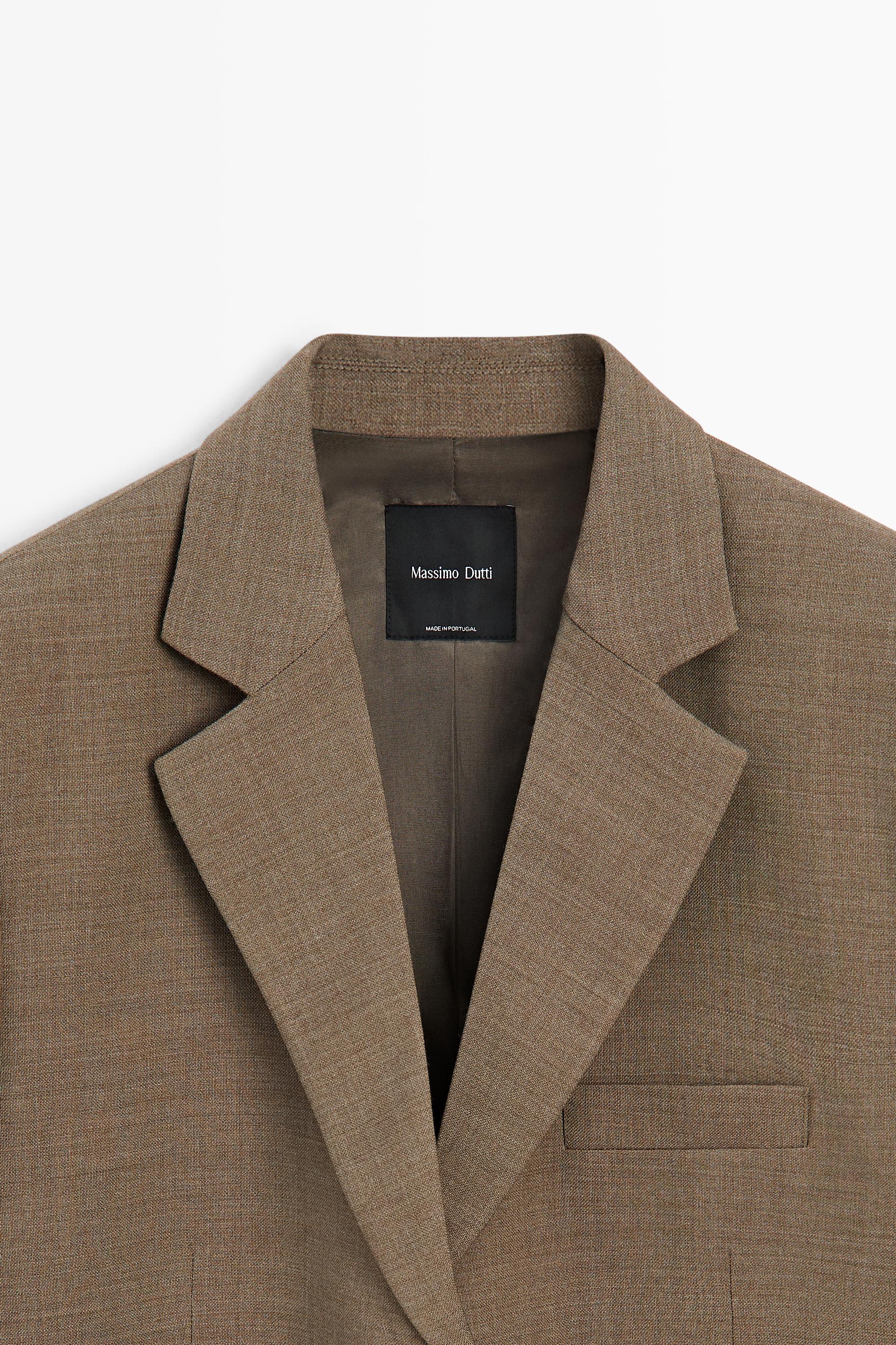 Melange 100% wool suit blazer — CAMEL