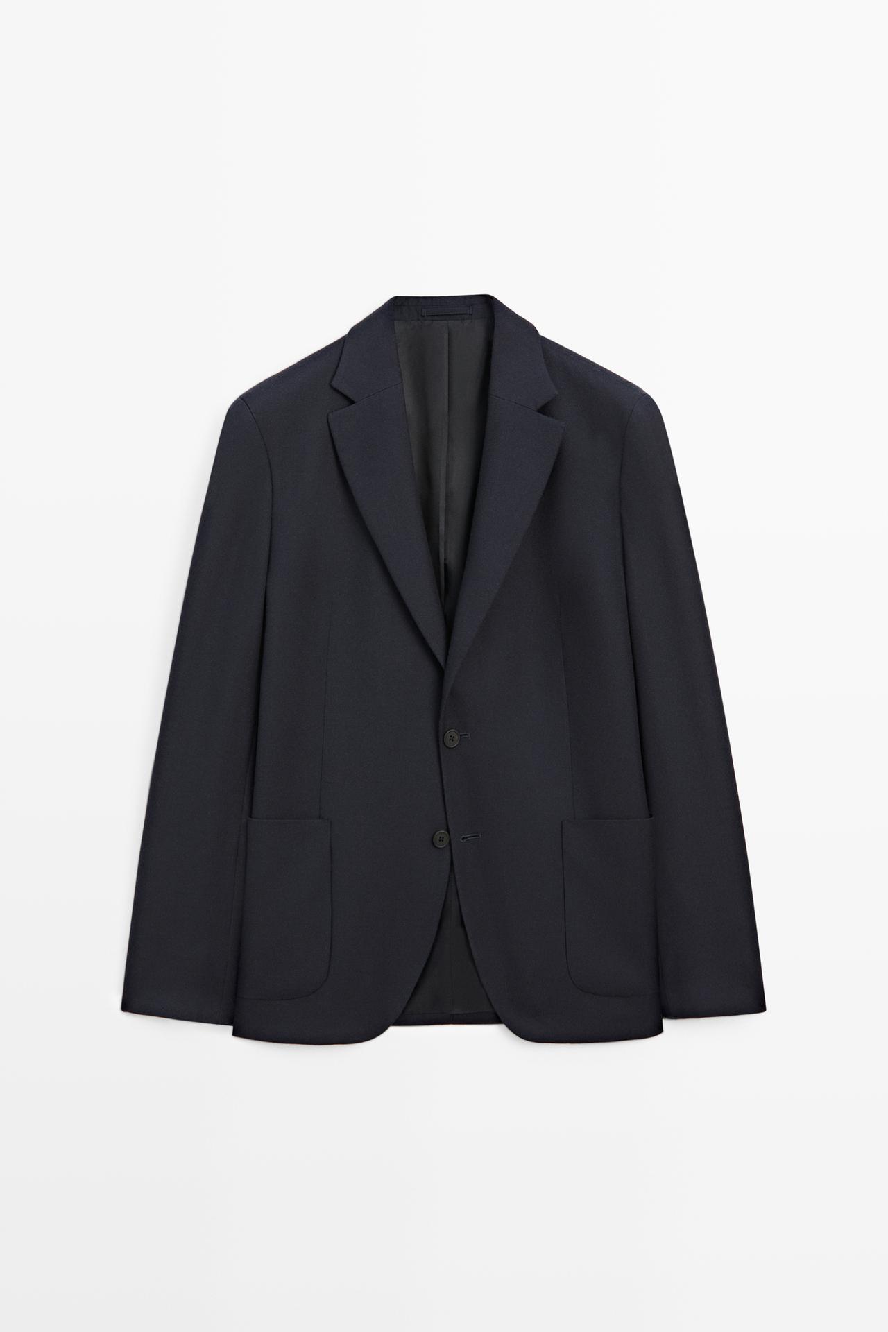 100% cashmere tailored fit blazer — NAVY BLUE