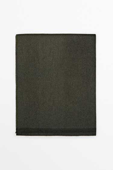 100% cashmere two-tone reversible scarf — KHAKI 1