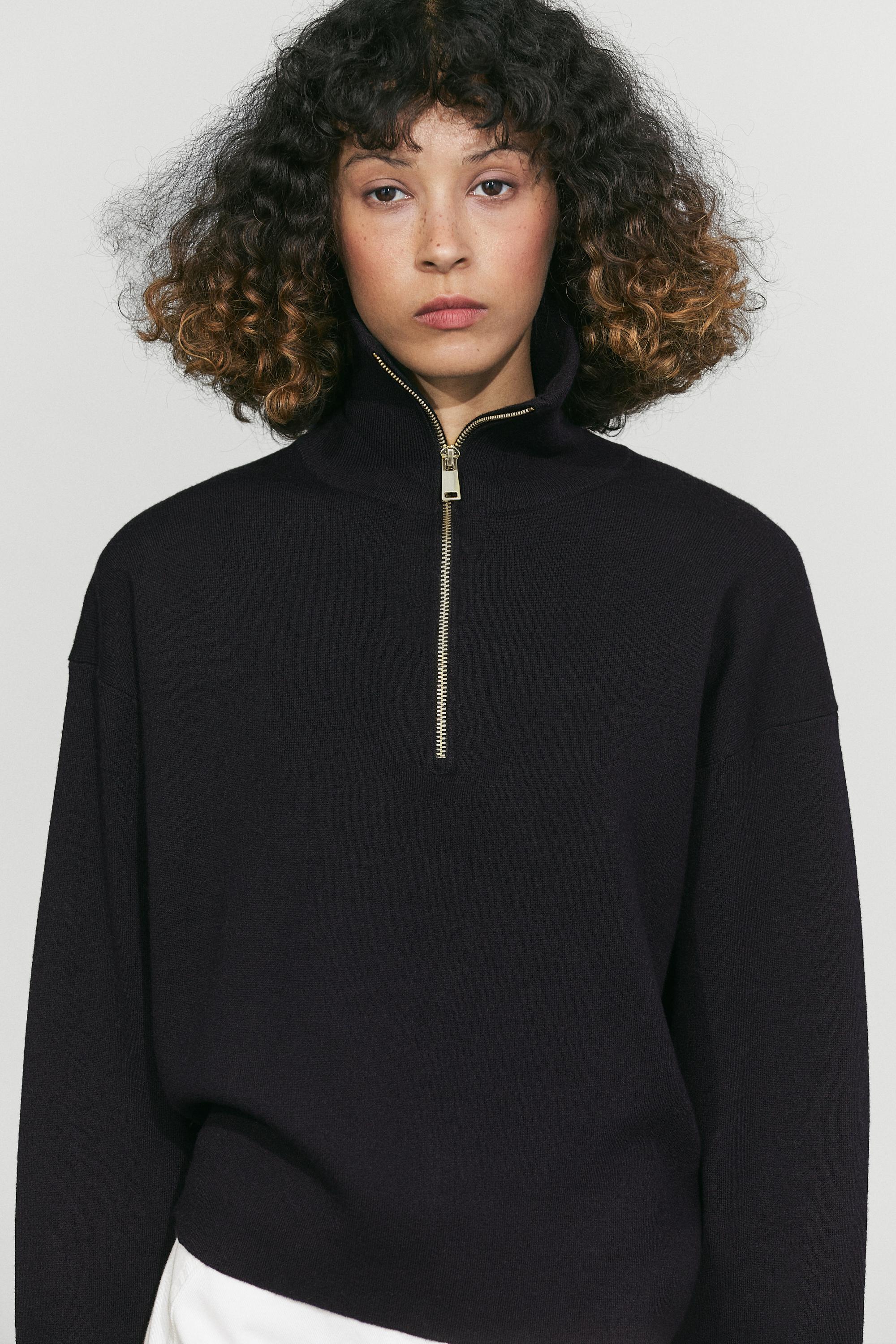 Cotton blend quarter-zip knit polo sweater