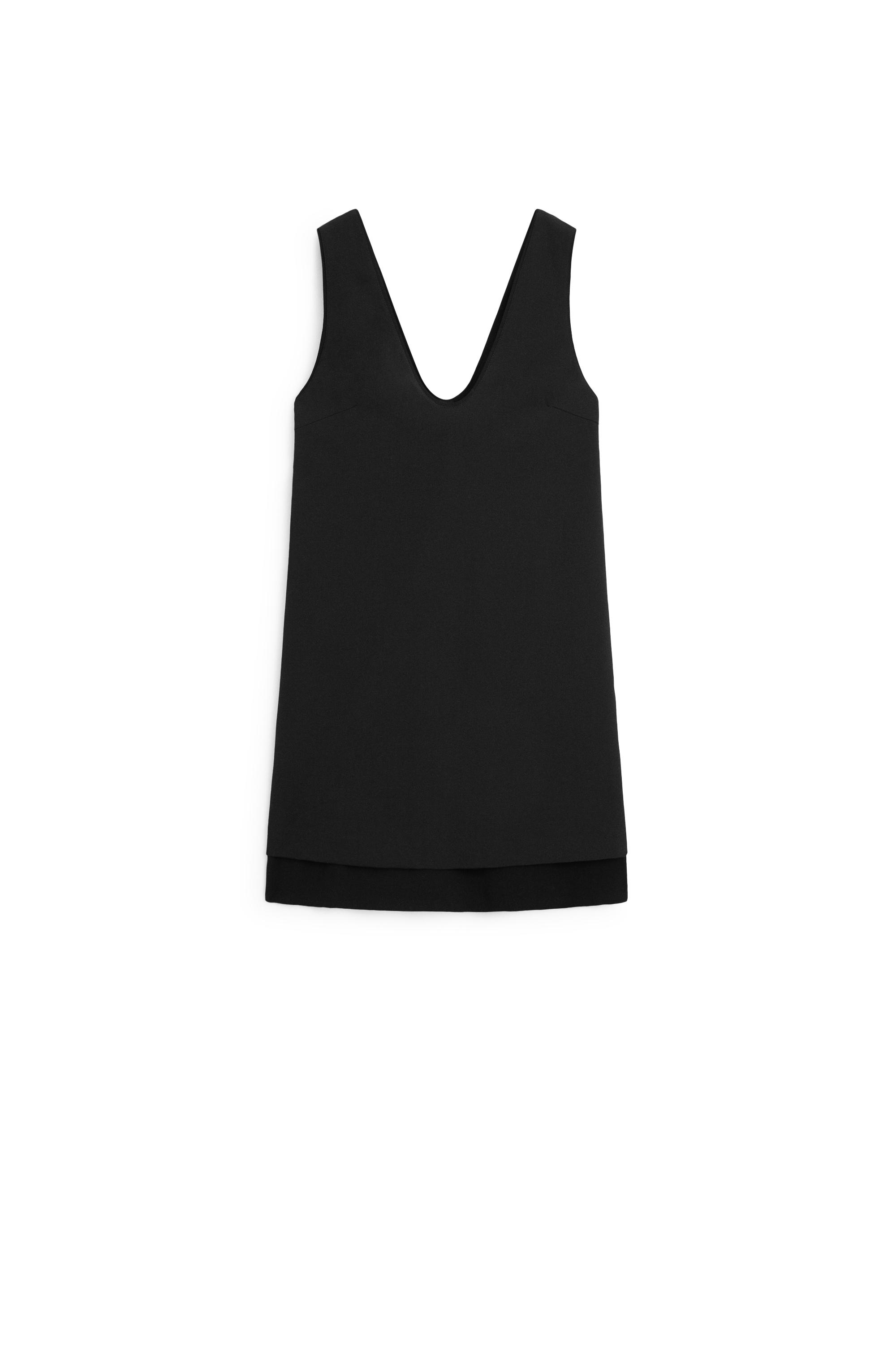 Double-fabric mini dress — BLACK