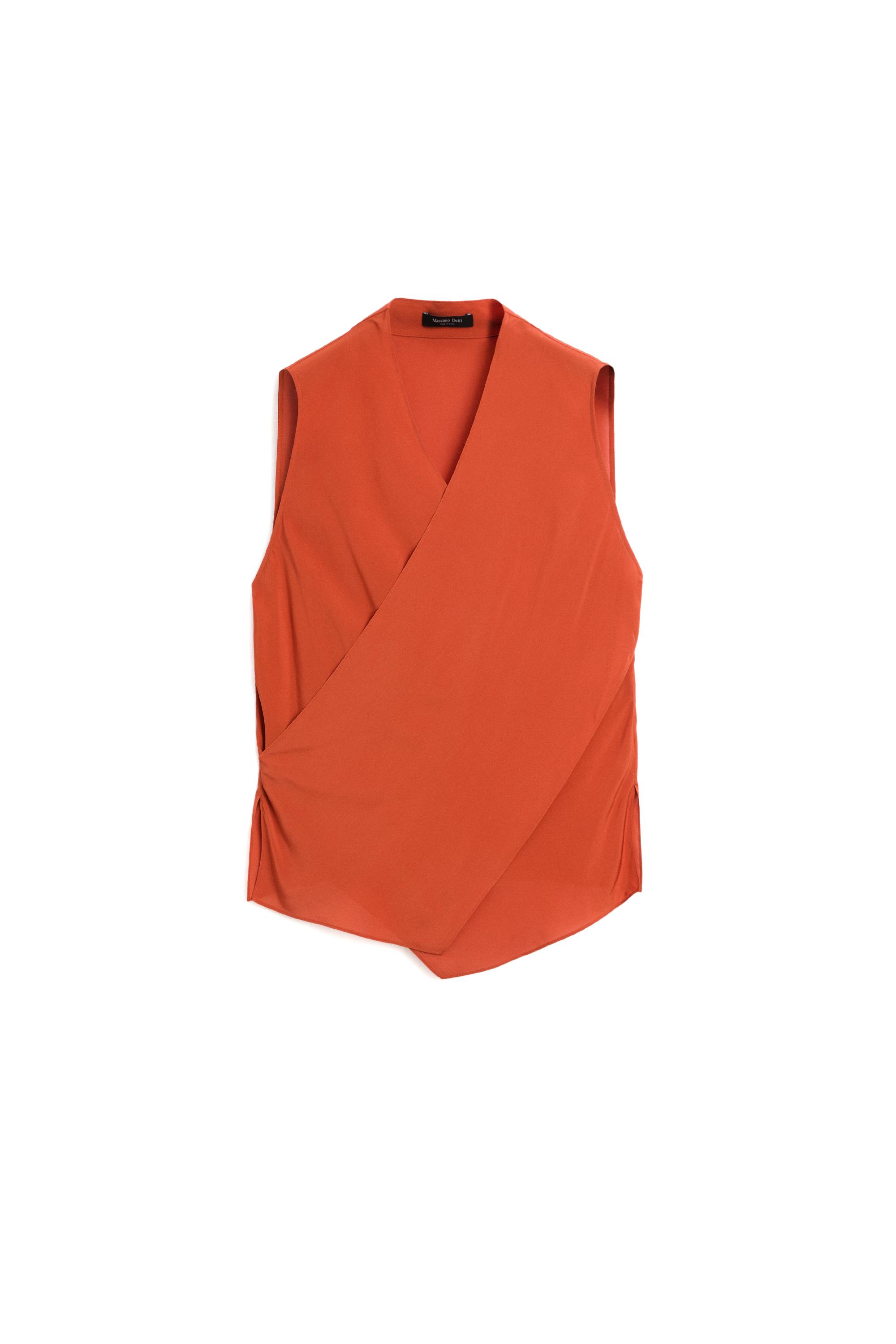 Flowing cross-over co-ord top — TERRA-COTTA