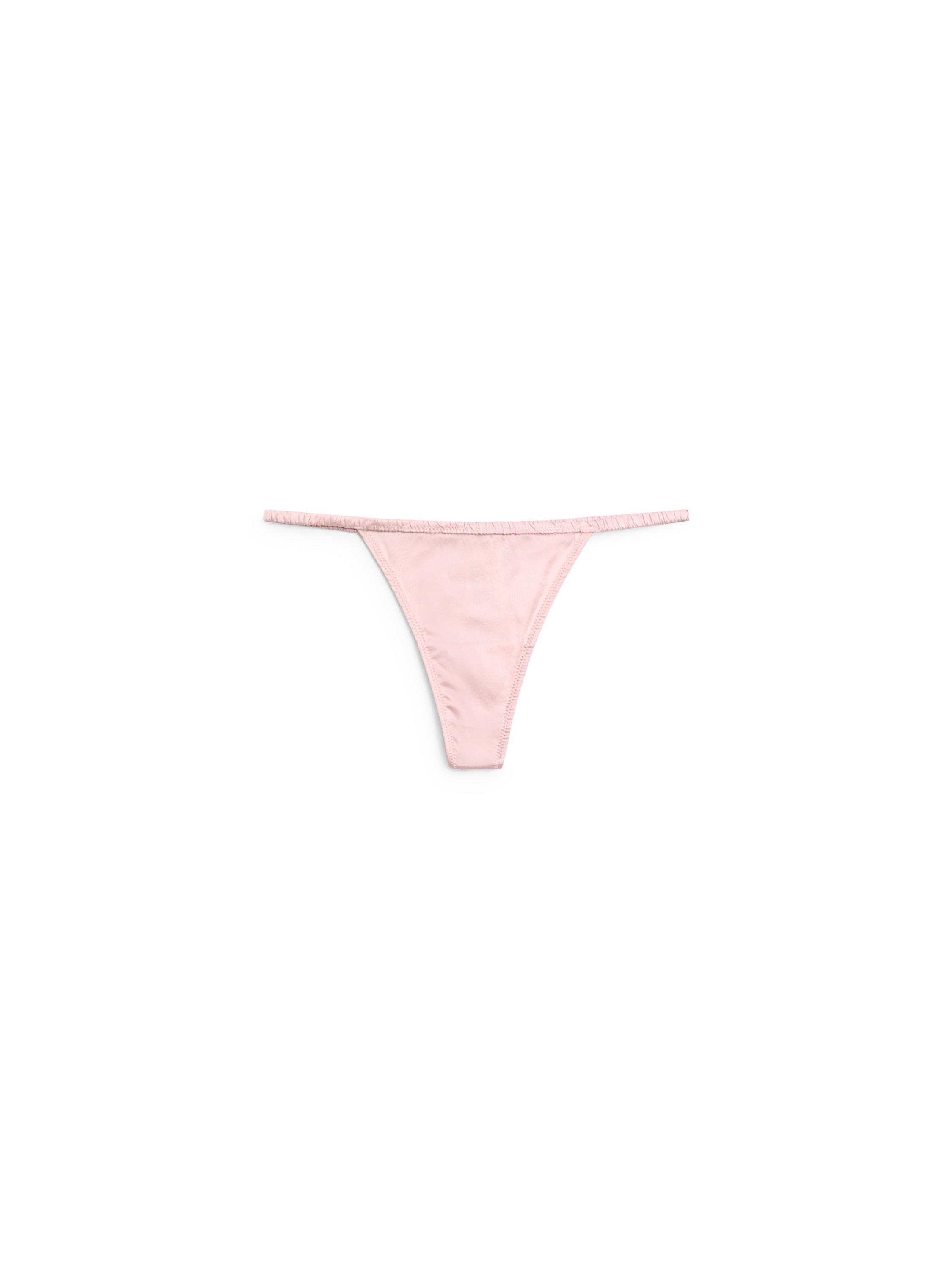 Silk thong with lace detail — ROSE PINK
