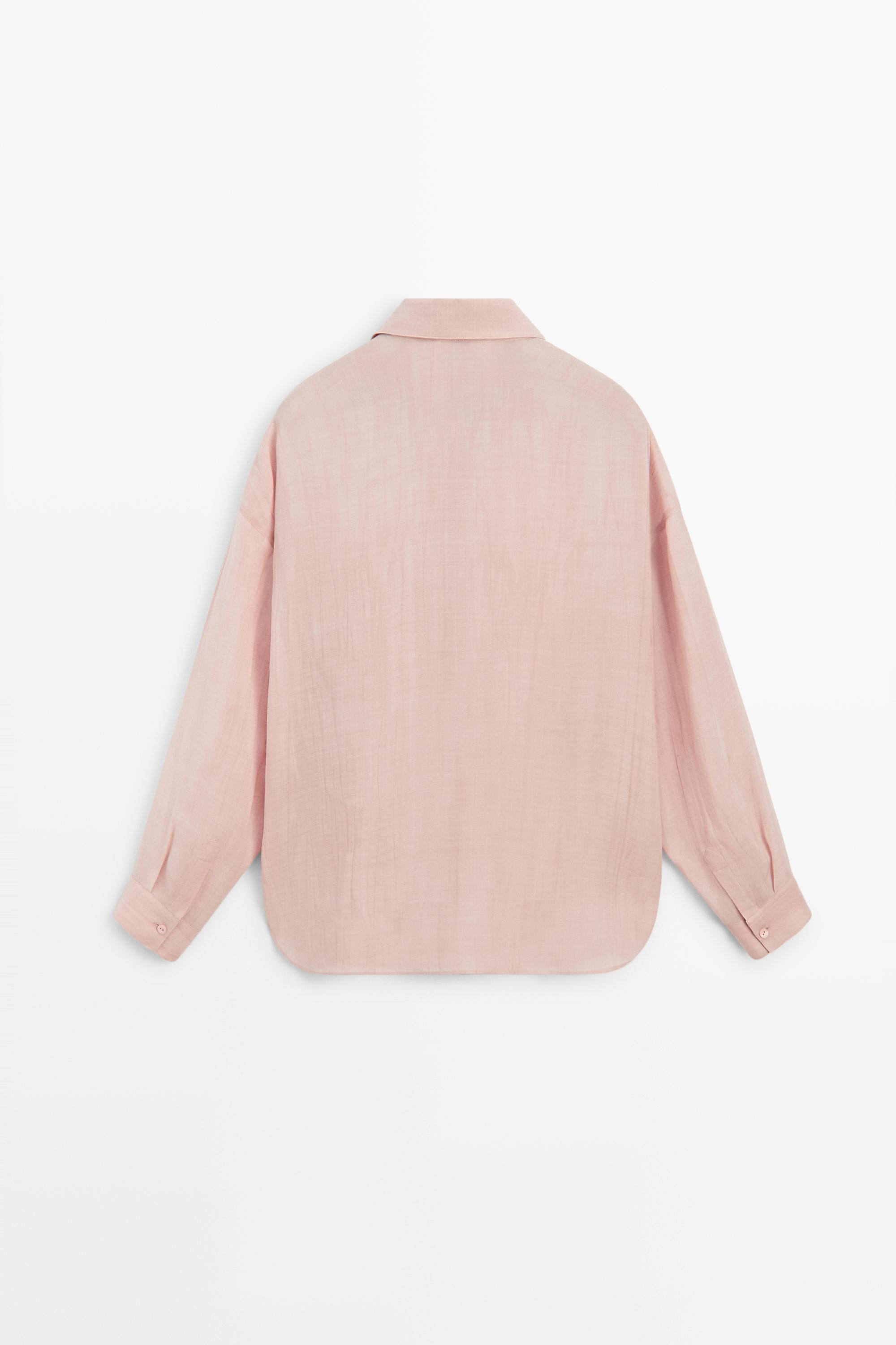 Flowing ramie pocket shirt — PALE PINK