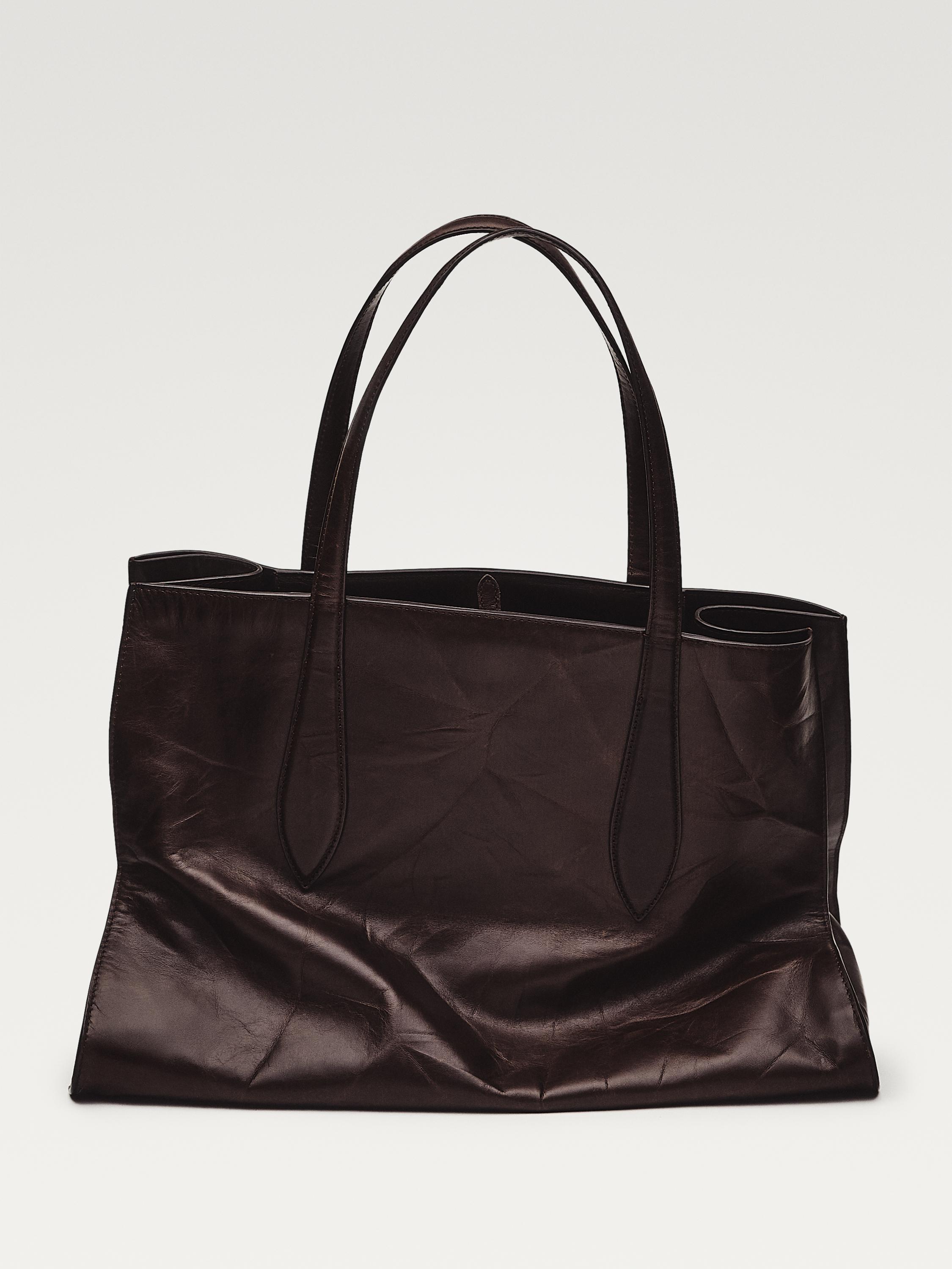 Crackled nappa leather maxi MD ICON bag — BROWN