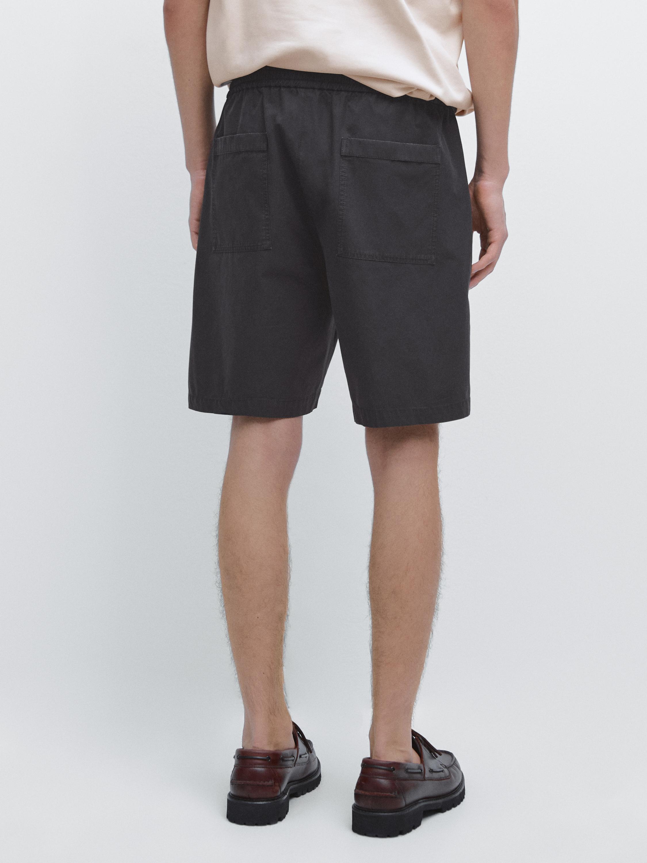 100% cotton jogger fit Bermuda shorts — NAVY BLUE