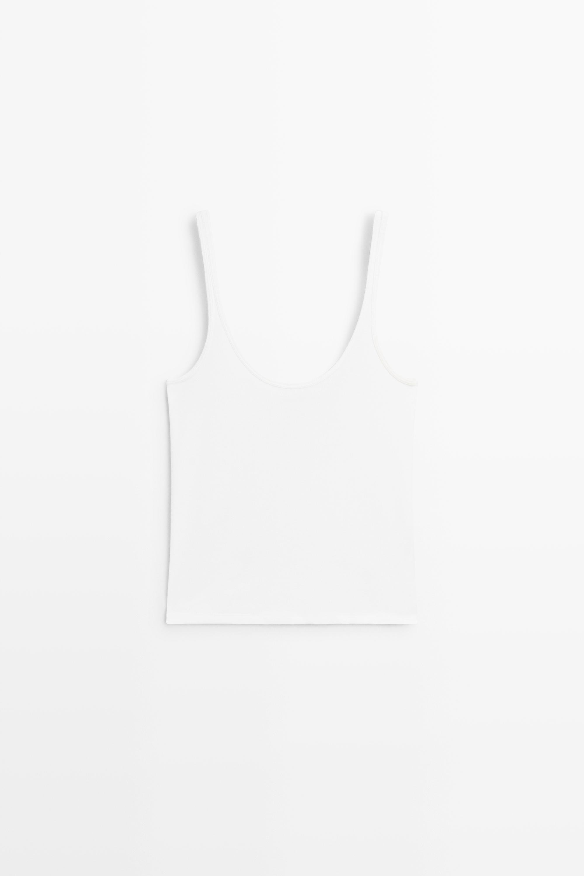 Strappy cotton blend top — WHITE