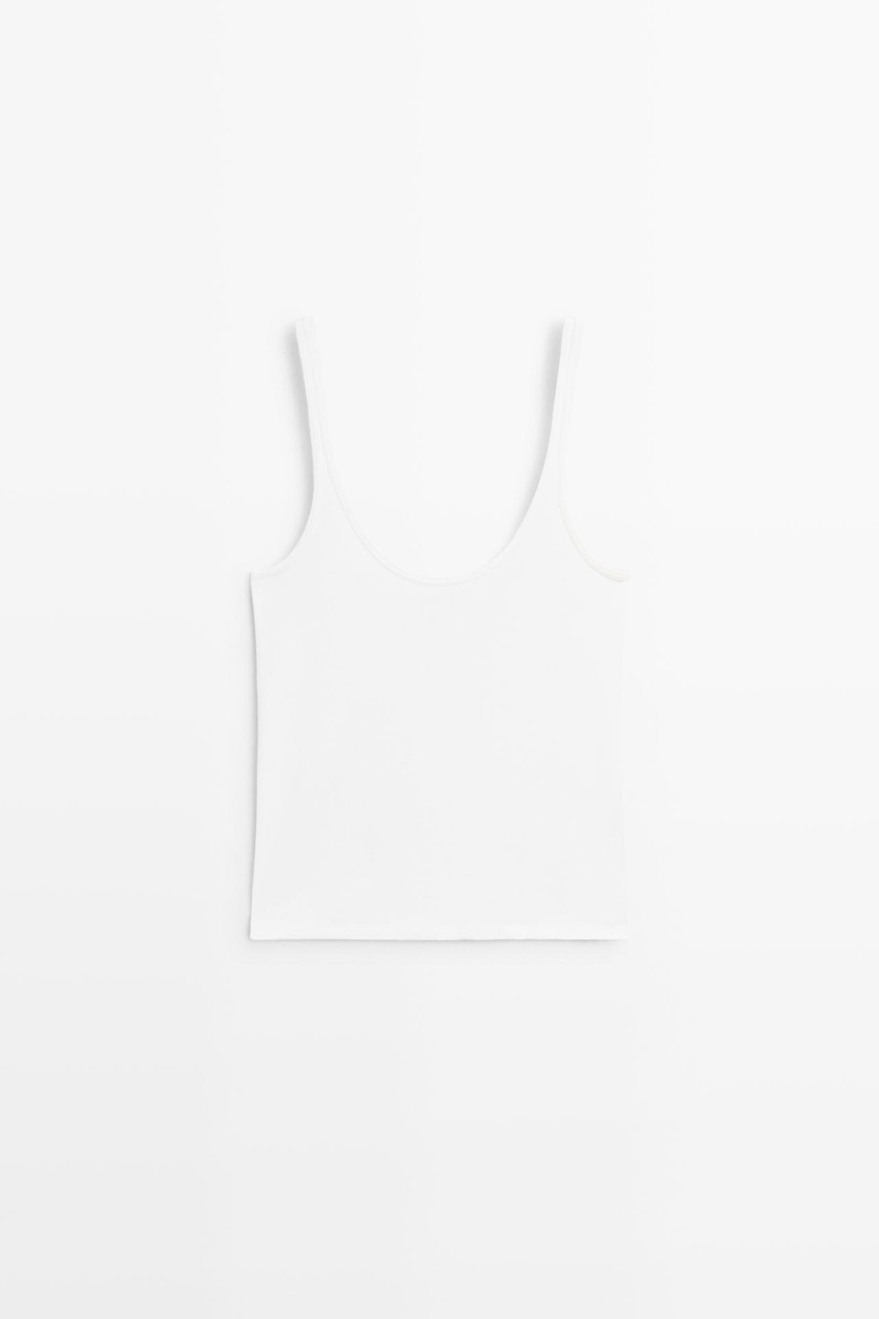 Strappy cotton blend top — WHITE