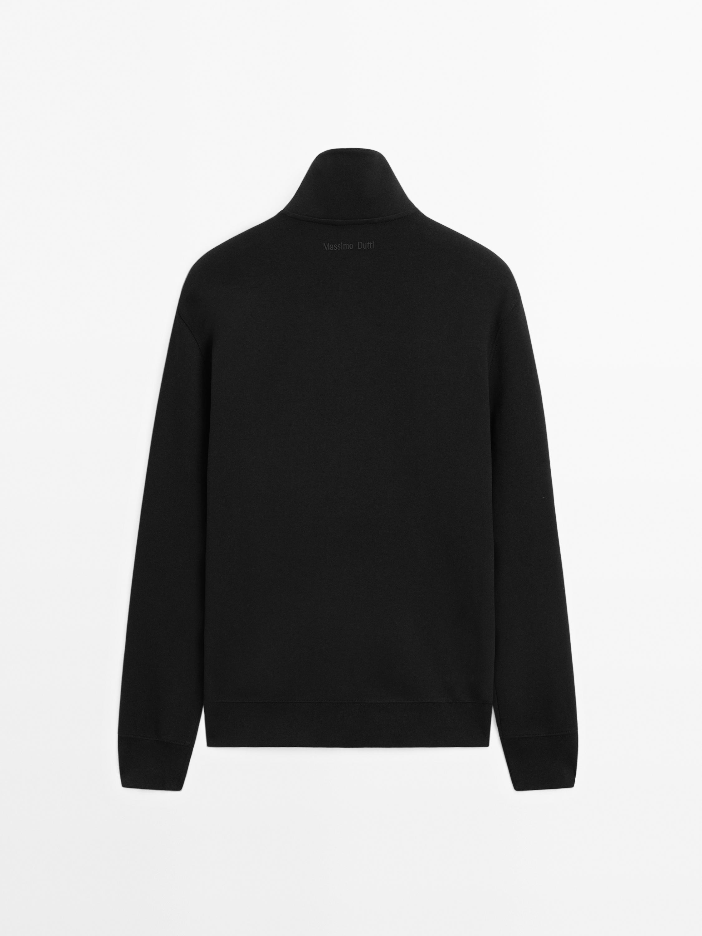 Cotton blend mock neck sweatshirt
