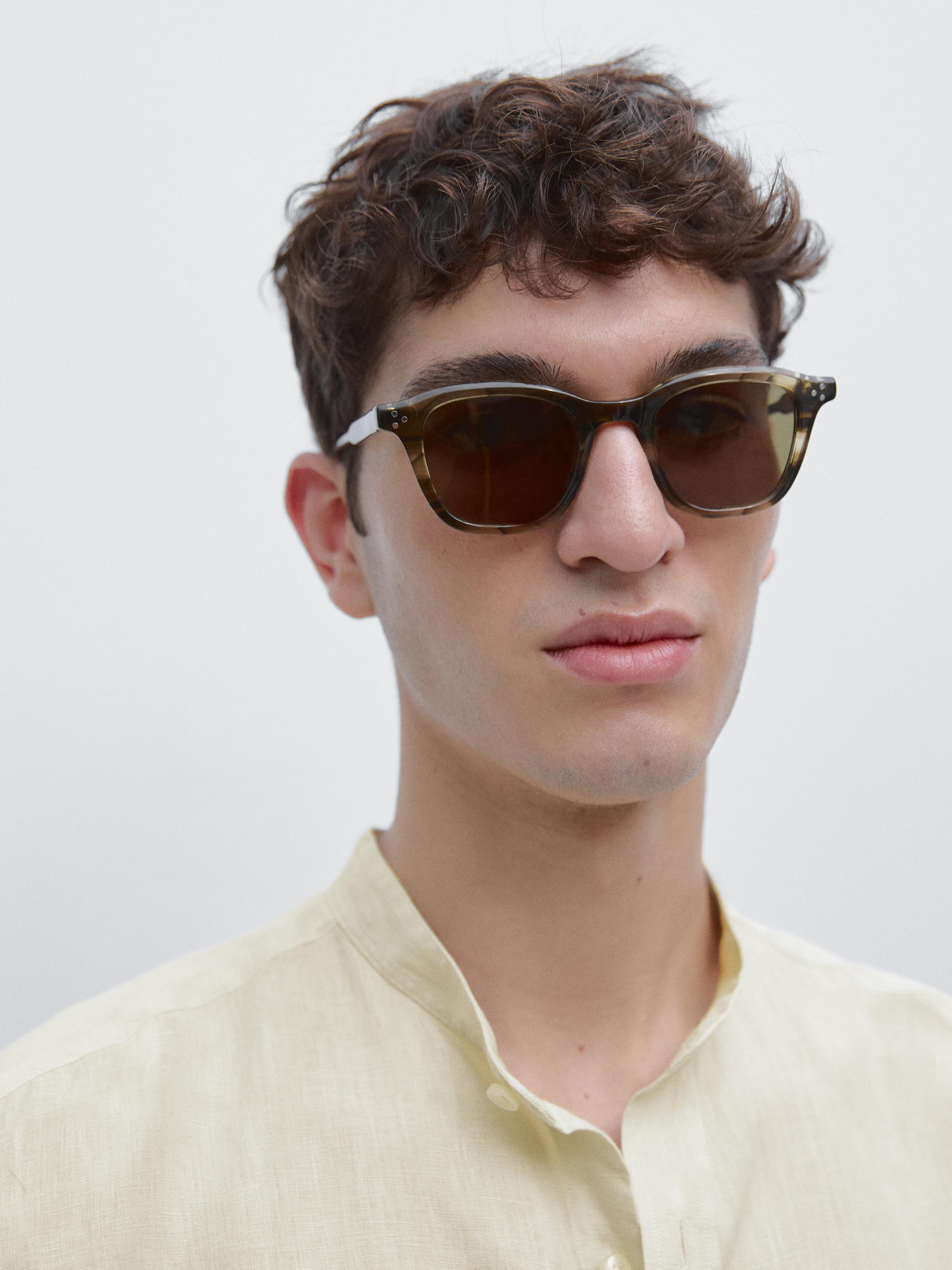 Slim fit stand collar shirt — Green