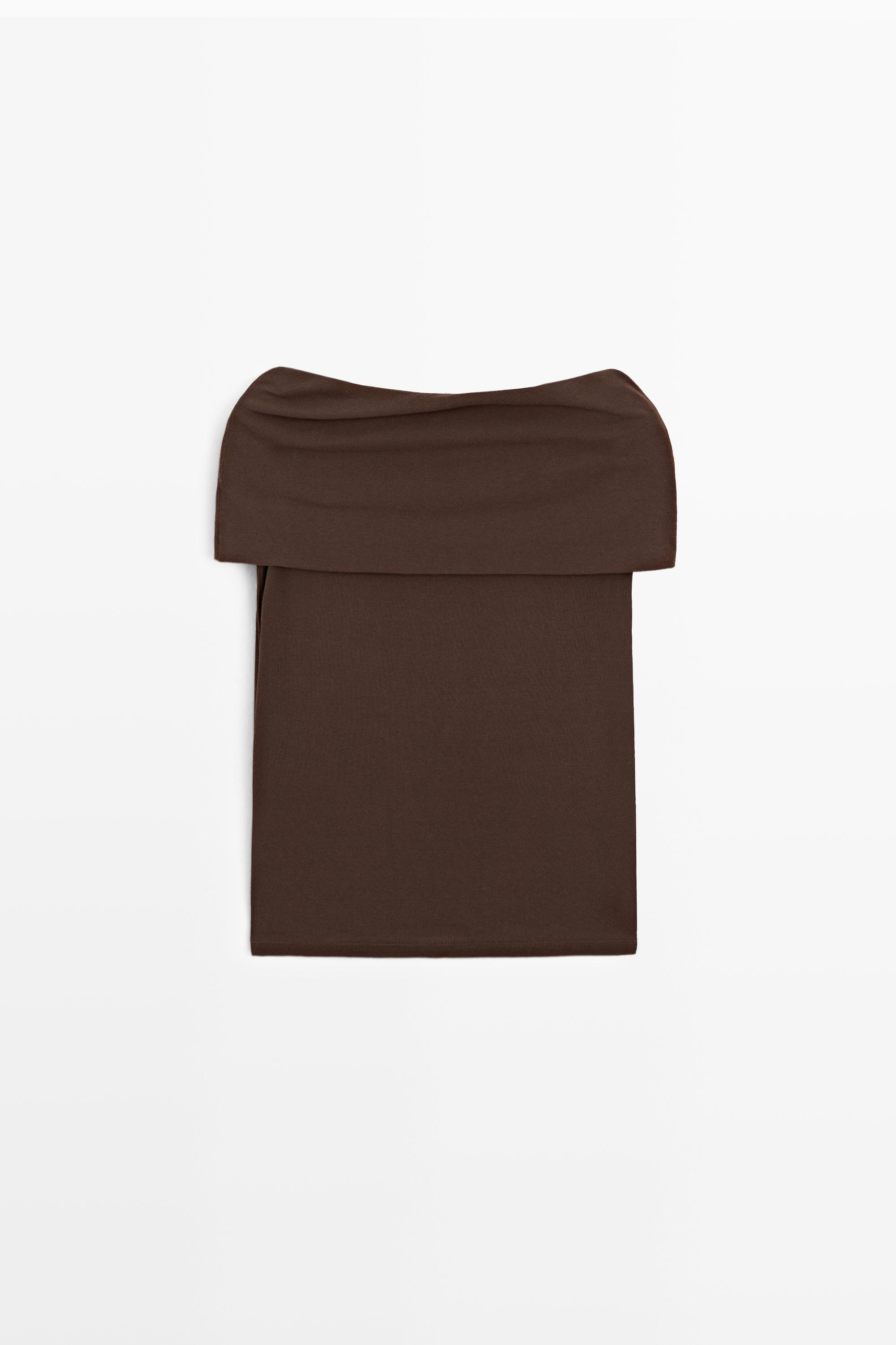 Cotton off-the-shoulder top — BROWN