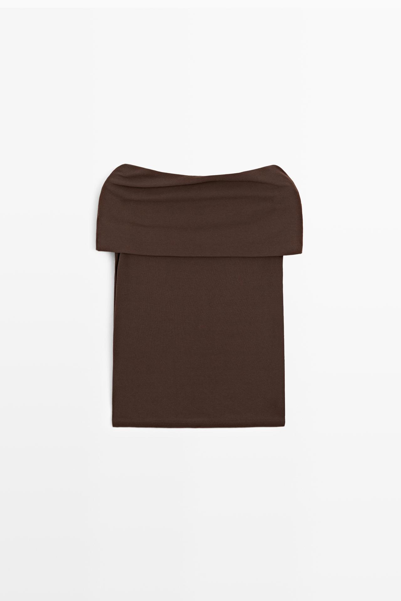 Cotton off-the-shoulder top — BROWN
