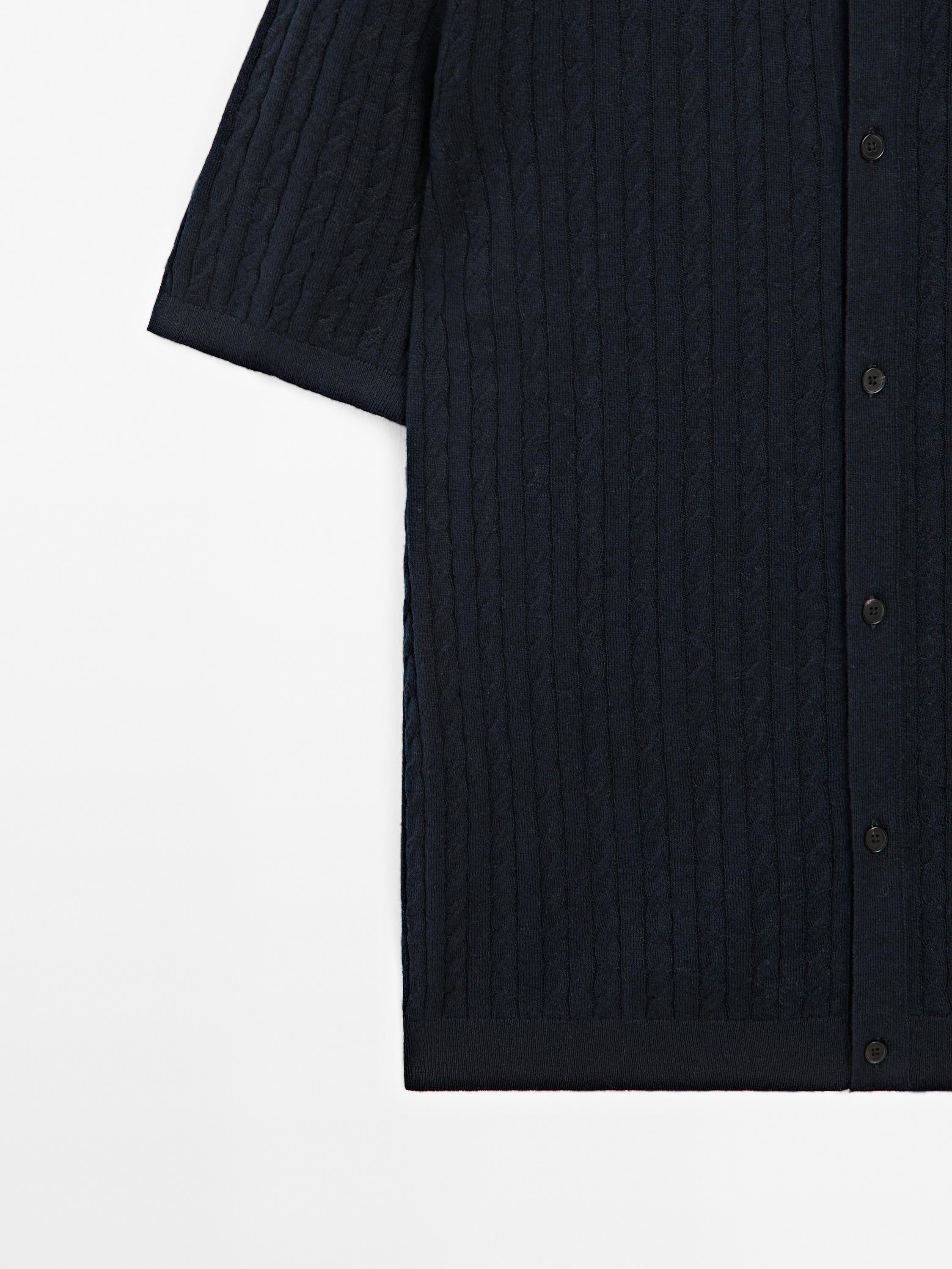 Cable-knit overshirt