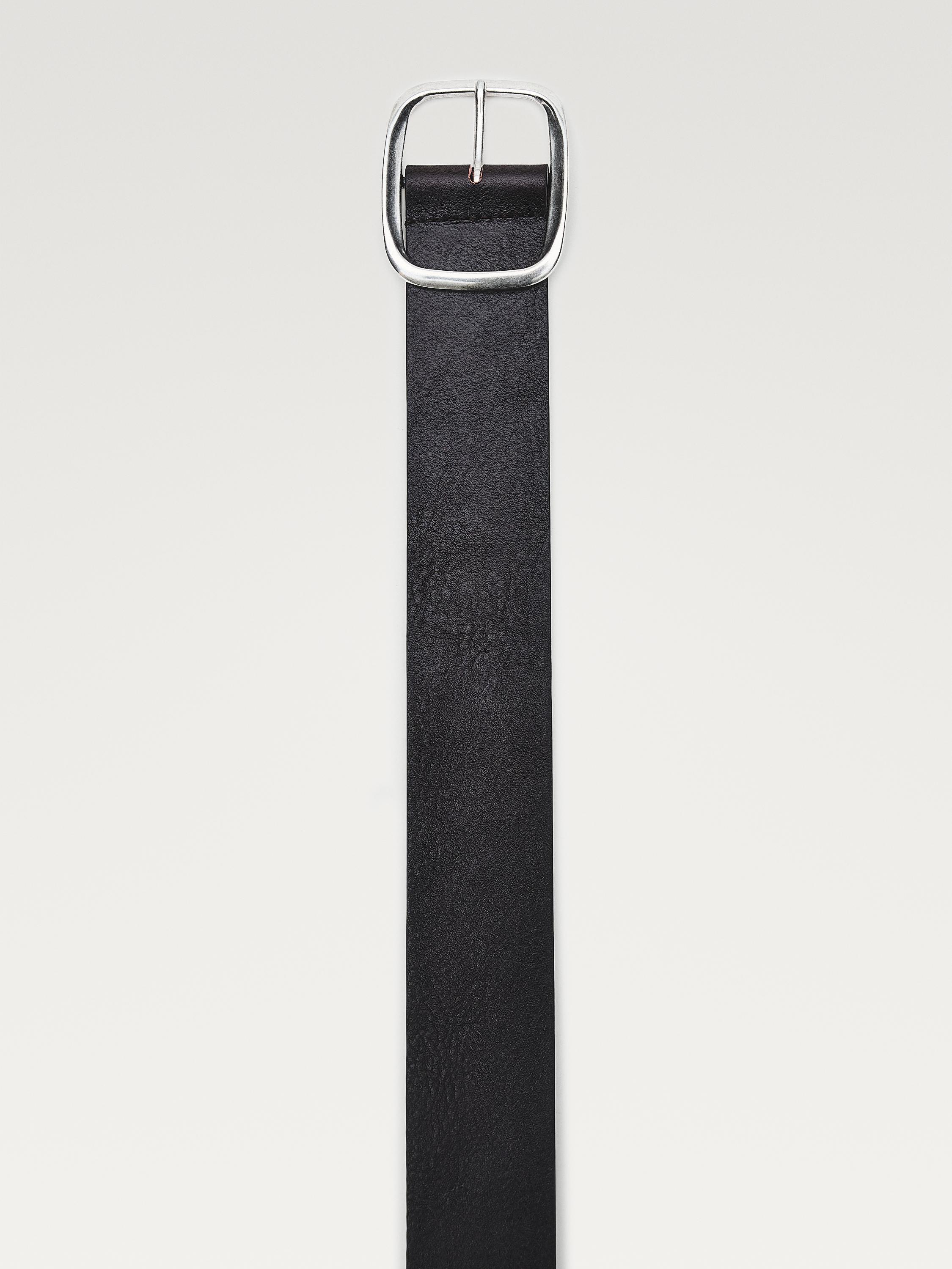 Nappa leather belt with rectangular buckle