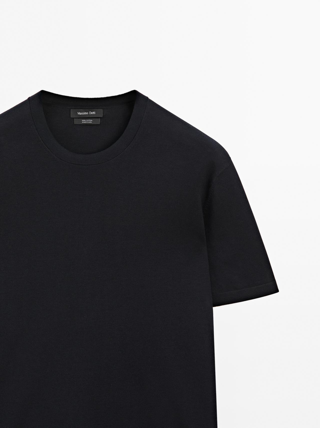 100% cotton short sleeve round neck T-shirt — NAVY BLUE