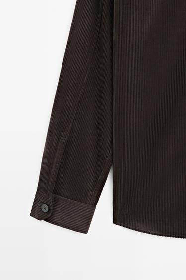 100% cotton overshirt with pocket detail — BROWN 7