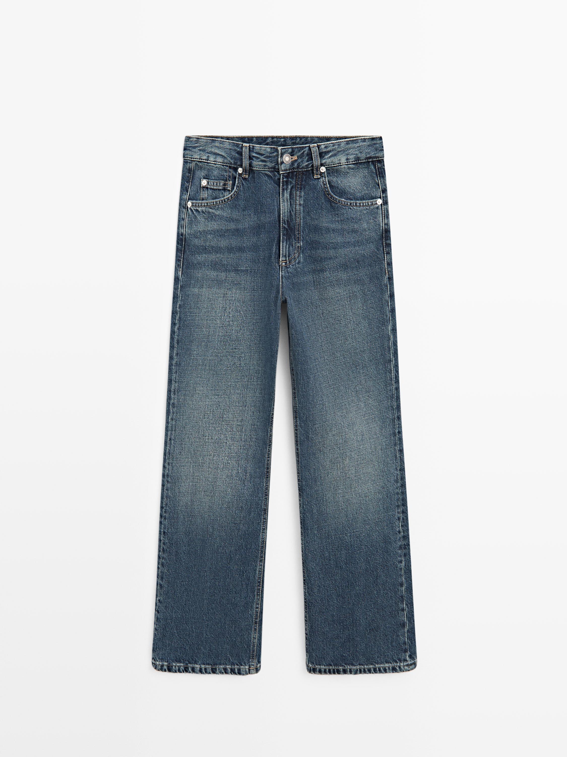 Jeans flare fit cropped tiro medio