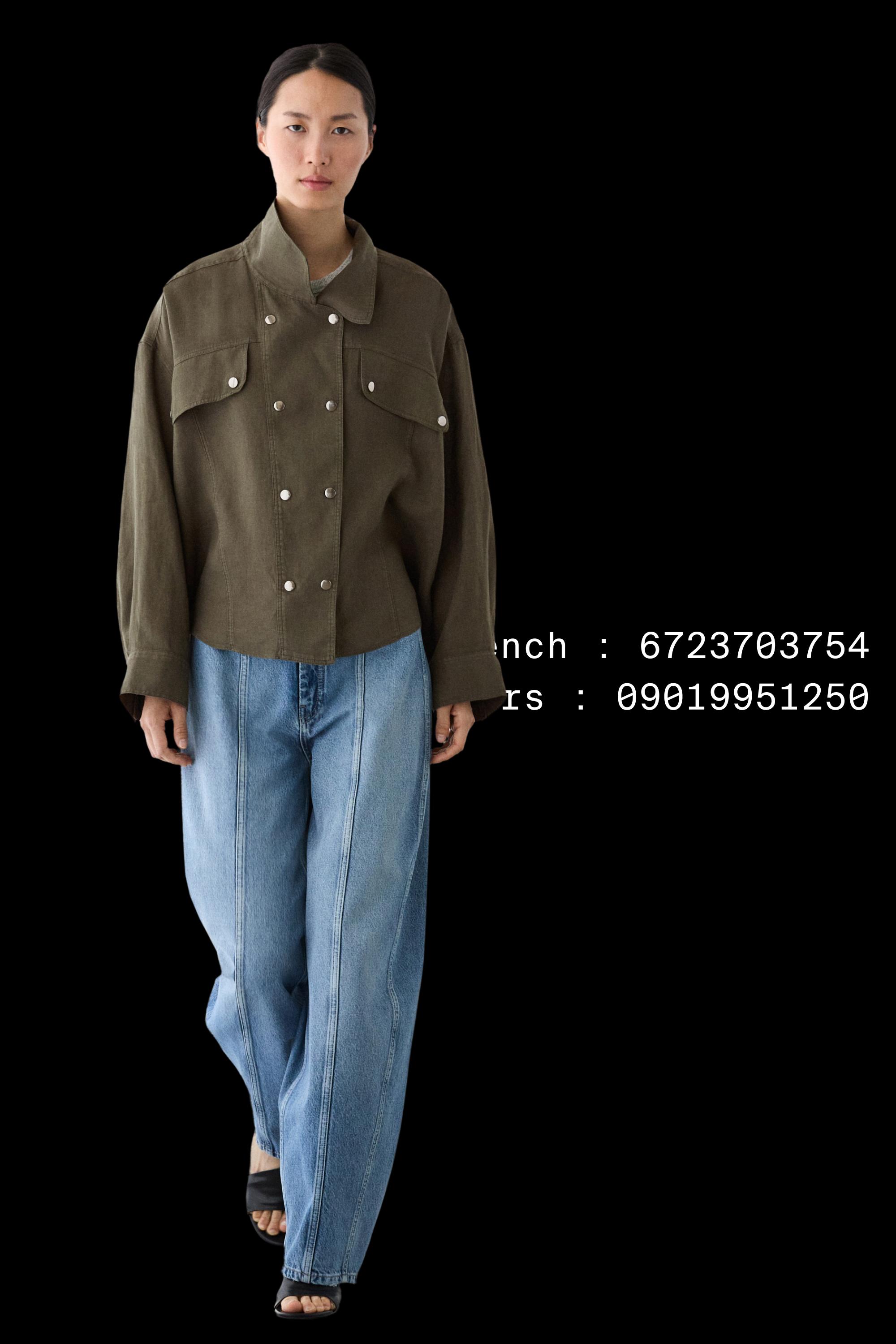 100% linen shirt with snap button detail — GREEN
