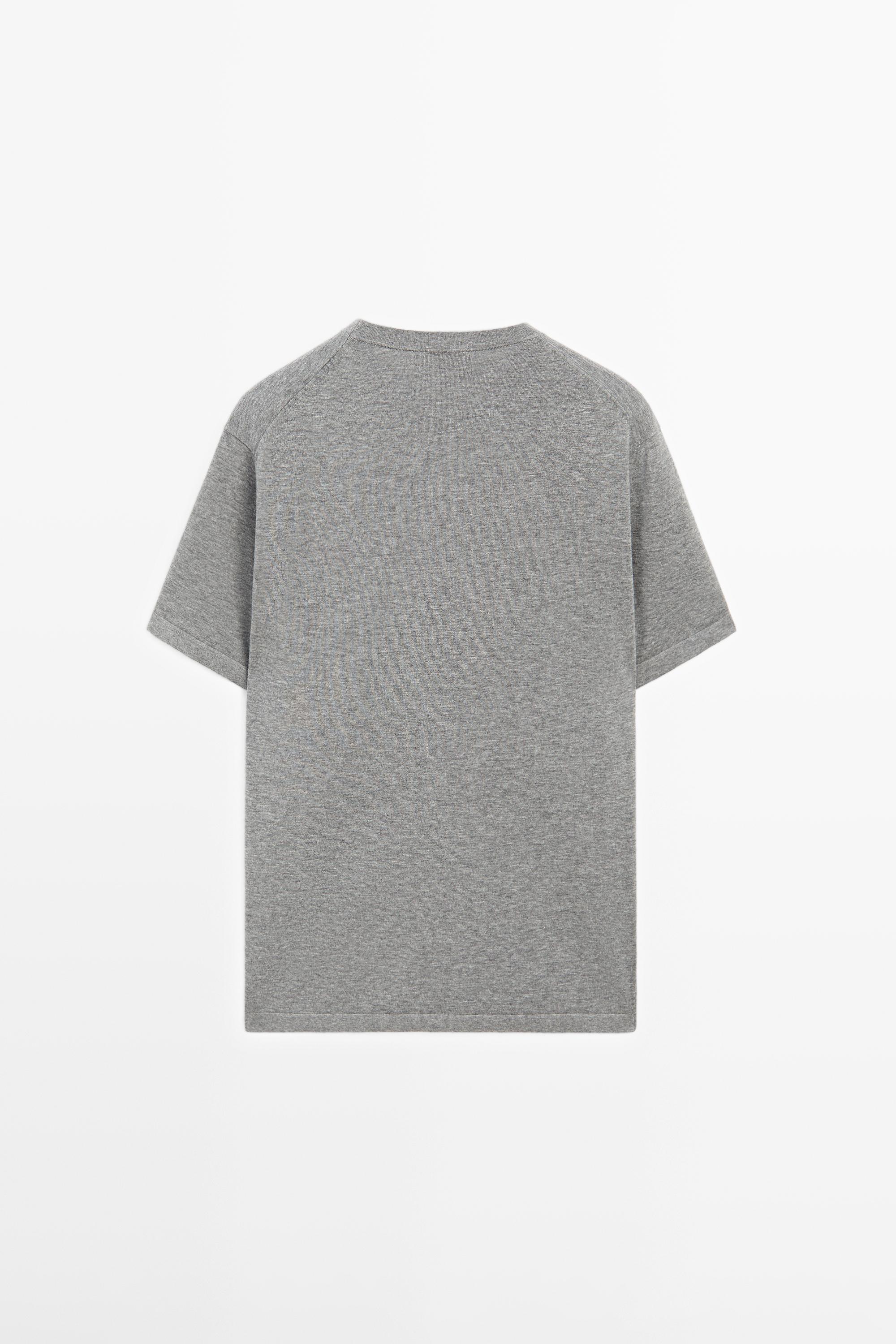 100% cotton short sleeve knit sweater — MEDIUM GREY
