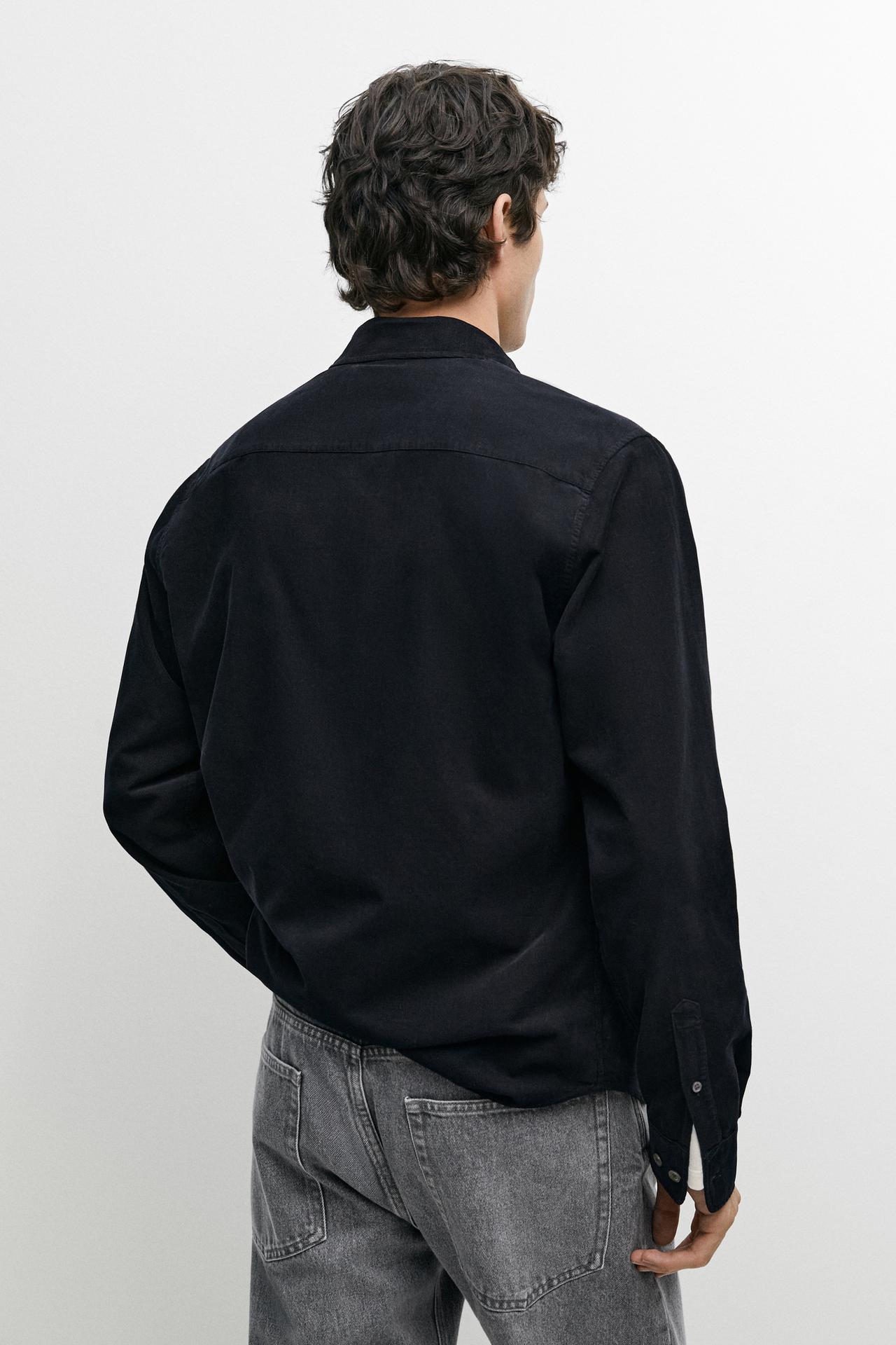 Regular fit needlecord shirt — NAVY BLUE