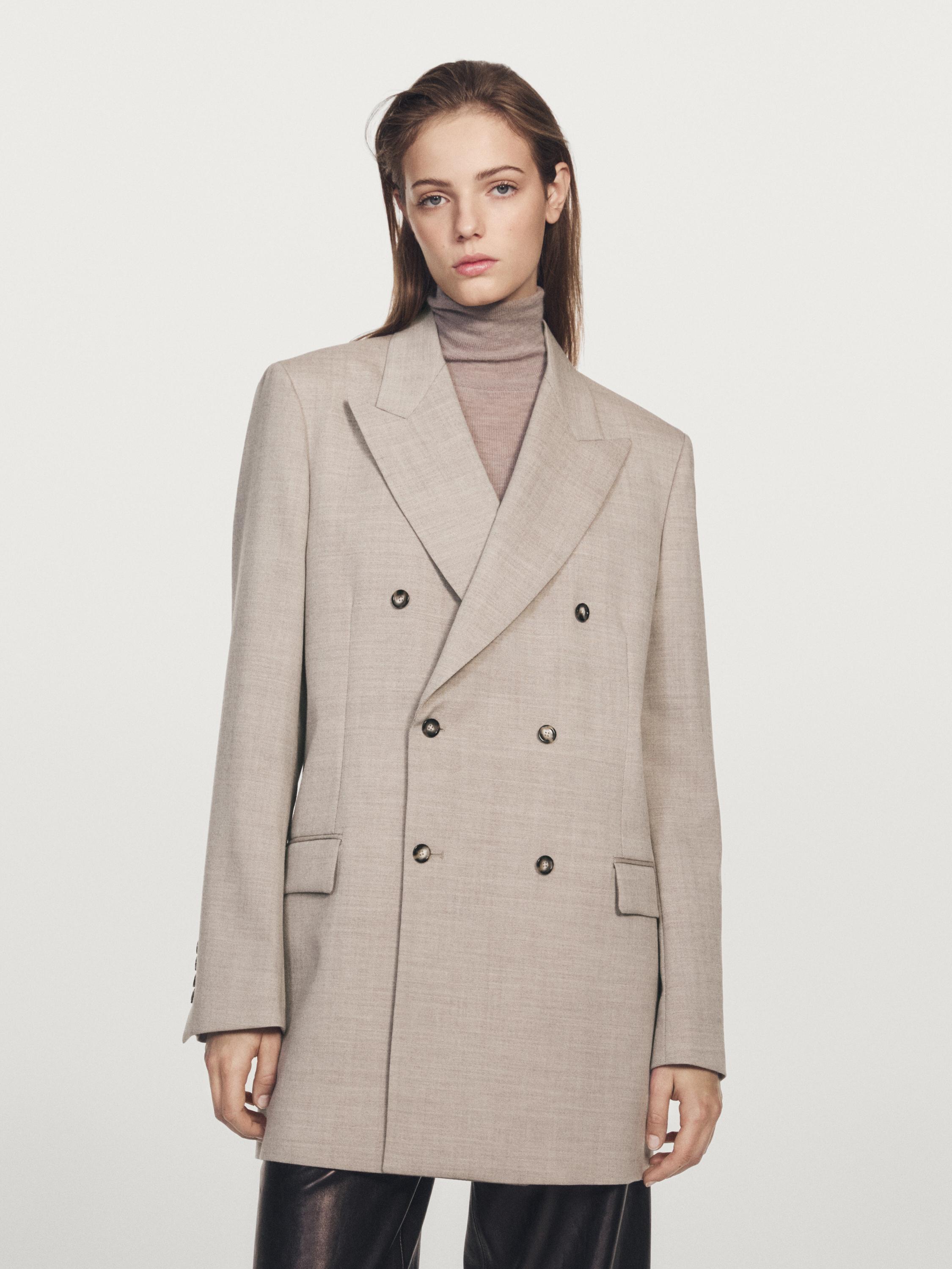 Blazer long croisé en laine - LIMITED