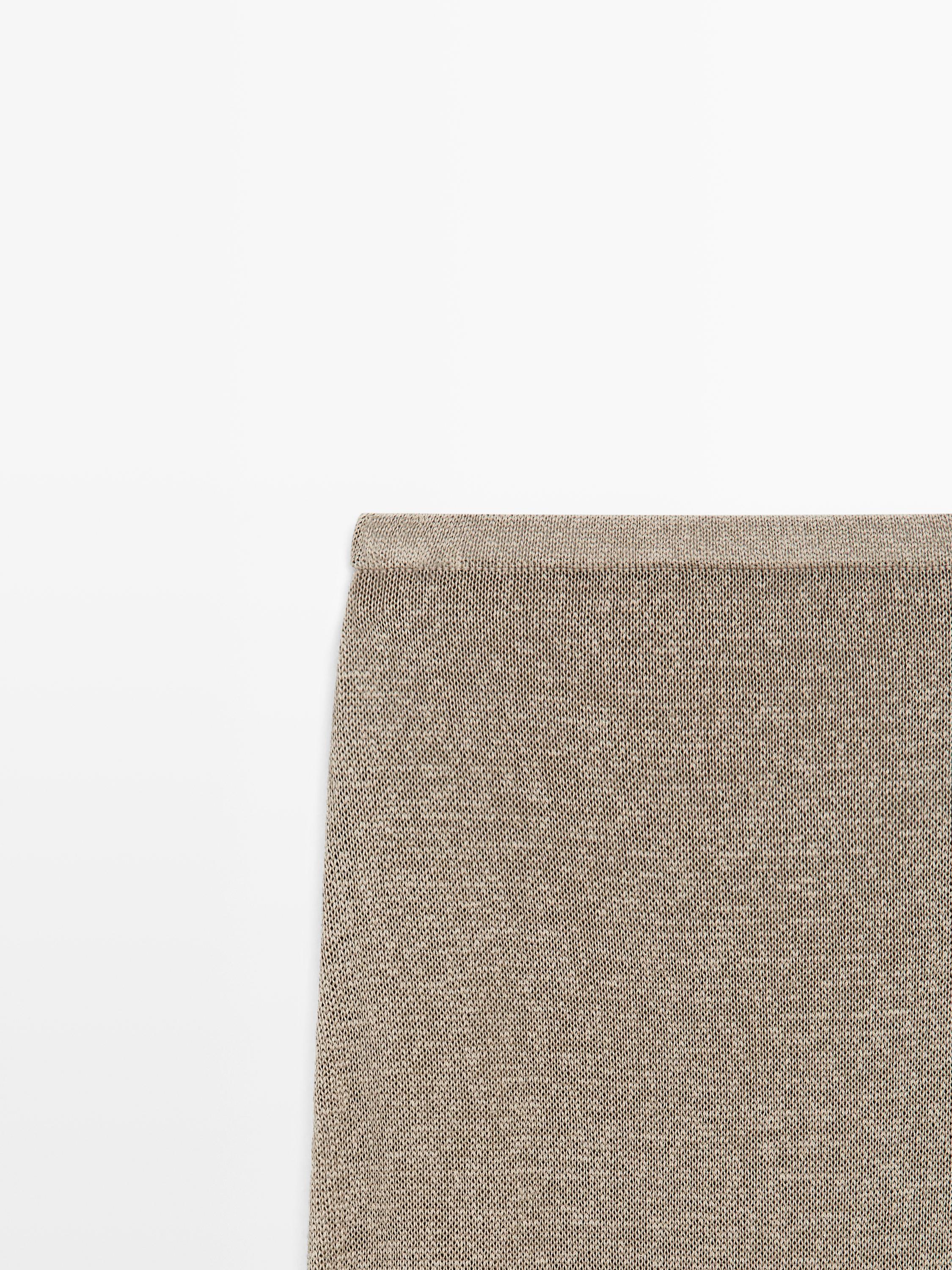 Total look flared knit skirt — SAND
