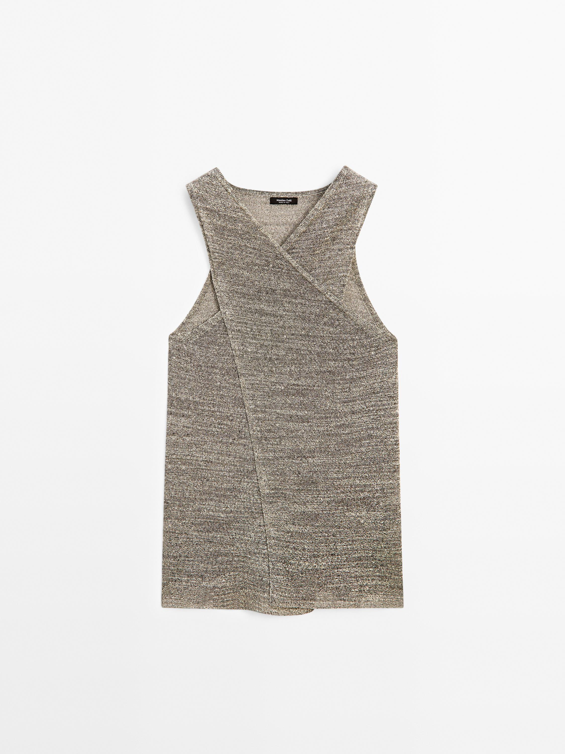 Top halter cruzado mezcla lino