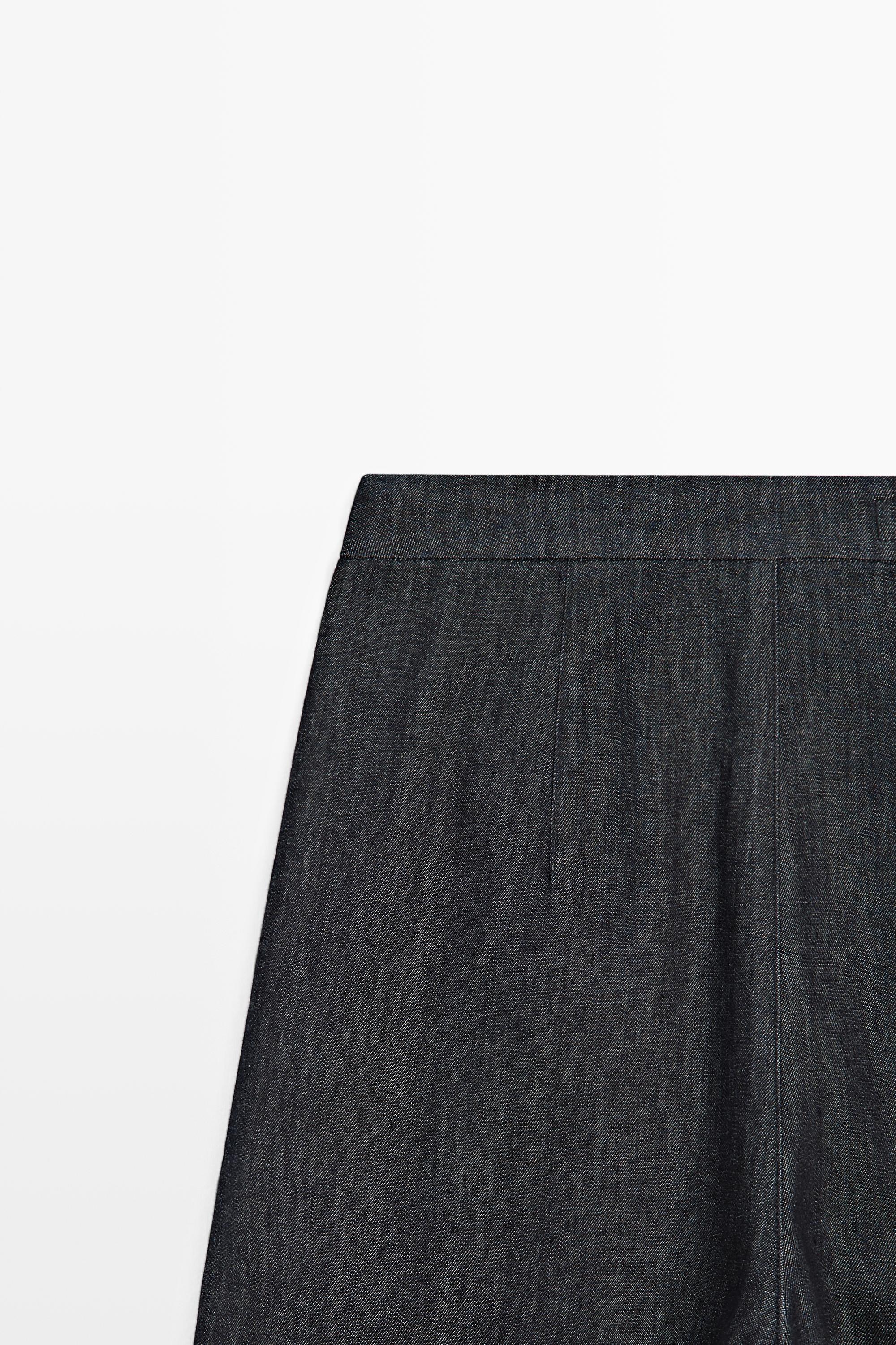 High-waist pants with crossover detail — DARK BLUE