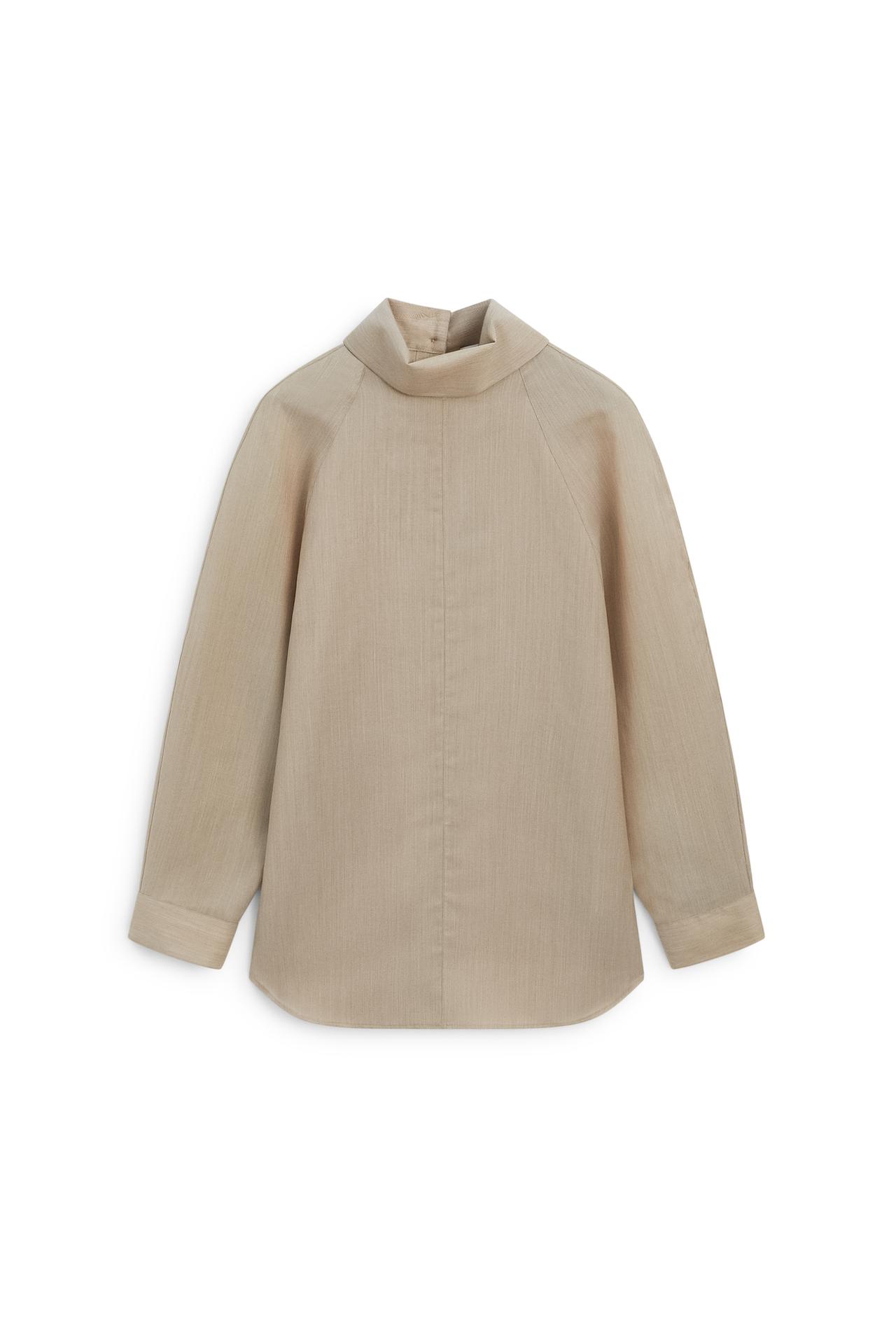 Voluminous wool-silk blend blouse - LIMITED EDITION — BLUSH-BEIGE