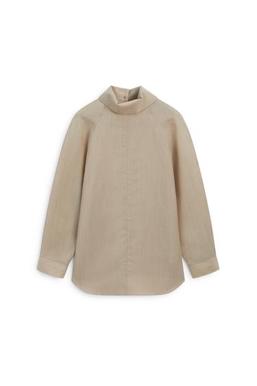 Voluminous wool-silk blend blouse - LIMITED EDITION — BLUSH-BEIGE 5