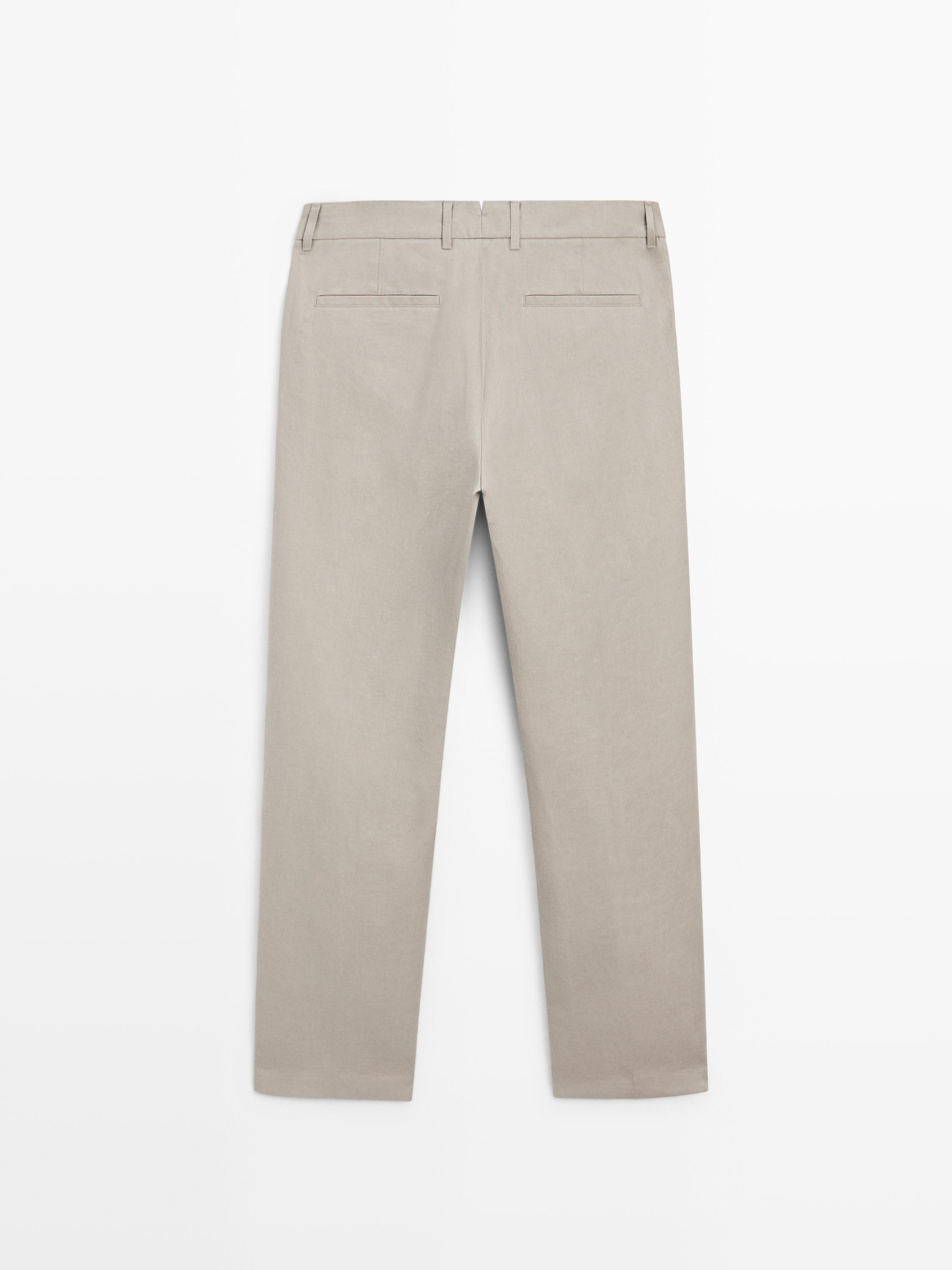 Tapered fit keten pantolon