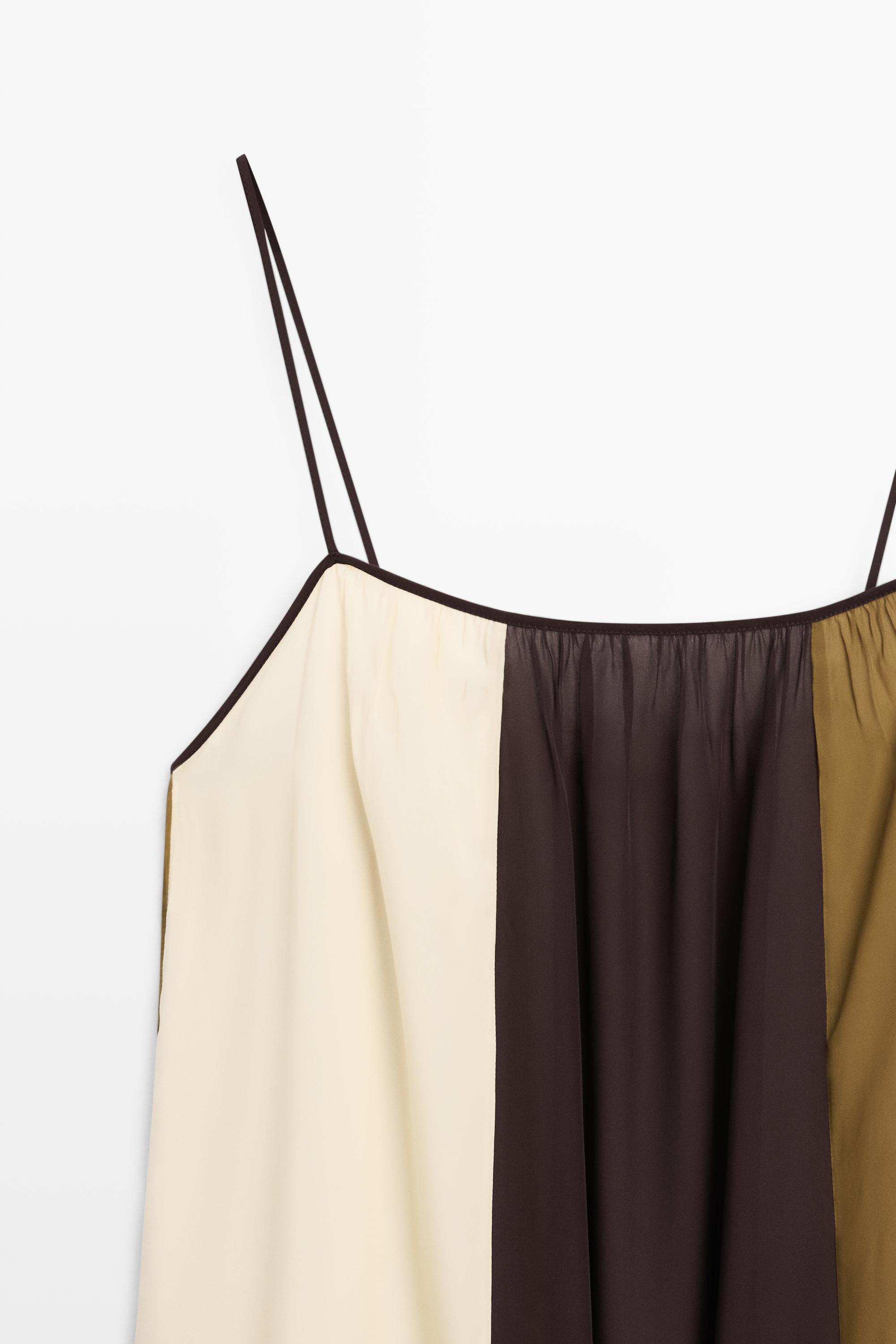 Flowing strappy midi dress — BROWN