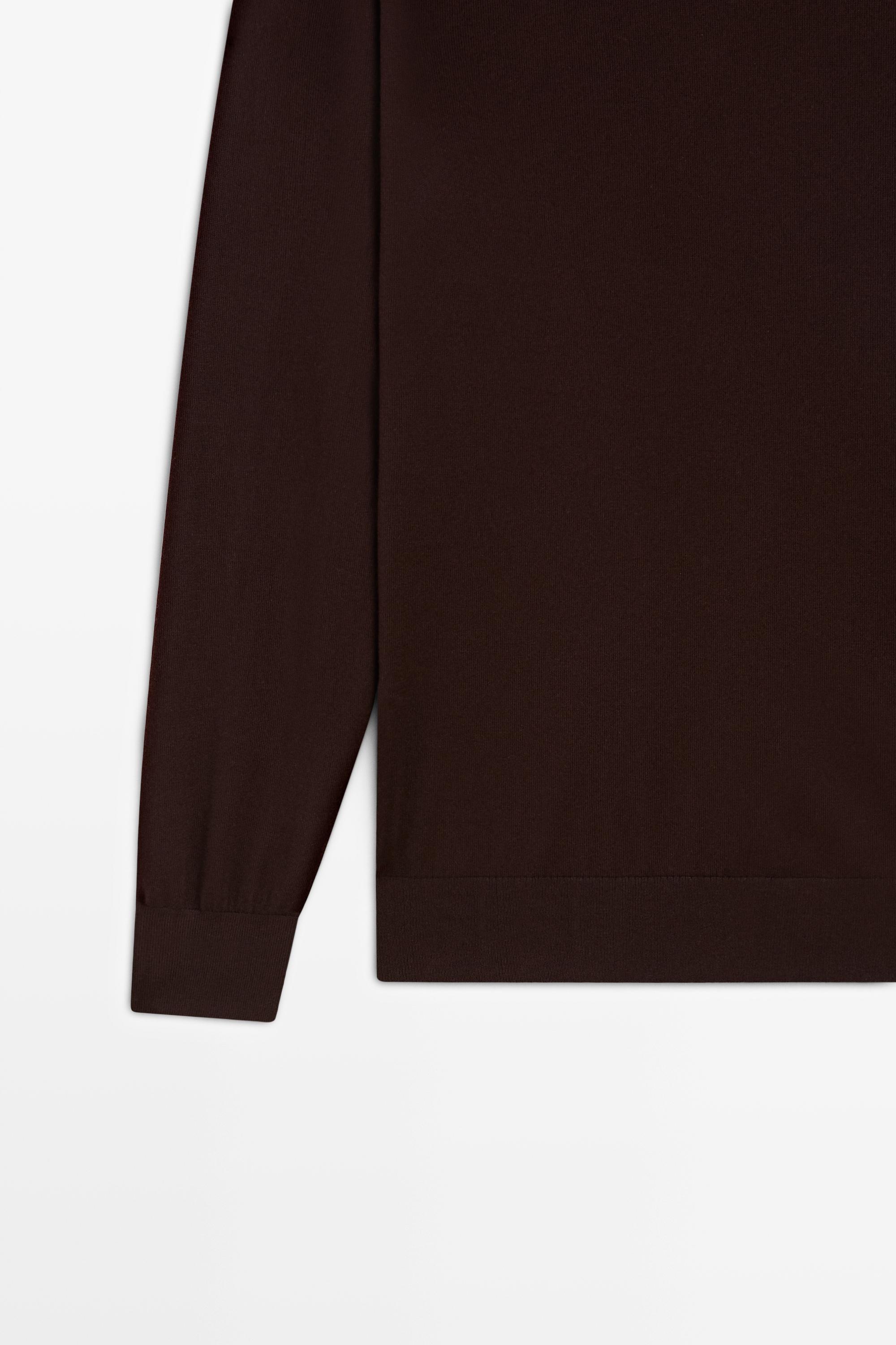 Knit 100% cotton crew neck sweater — BURGUNDY